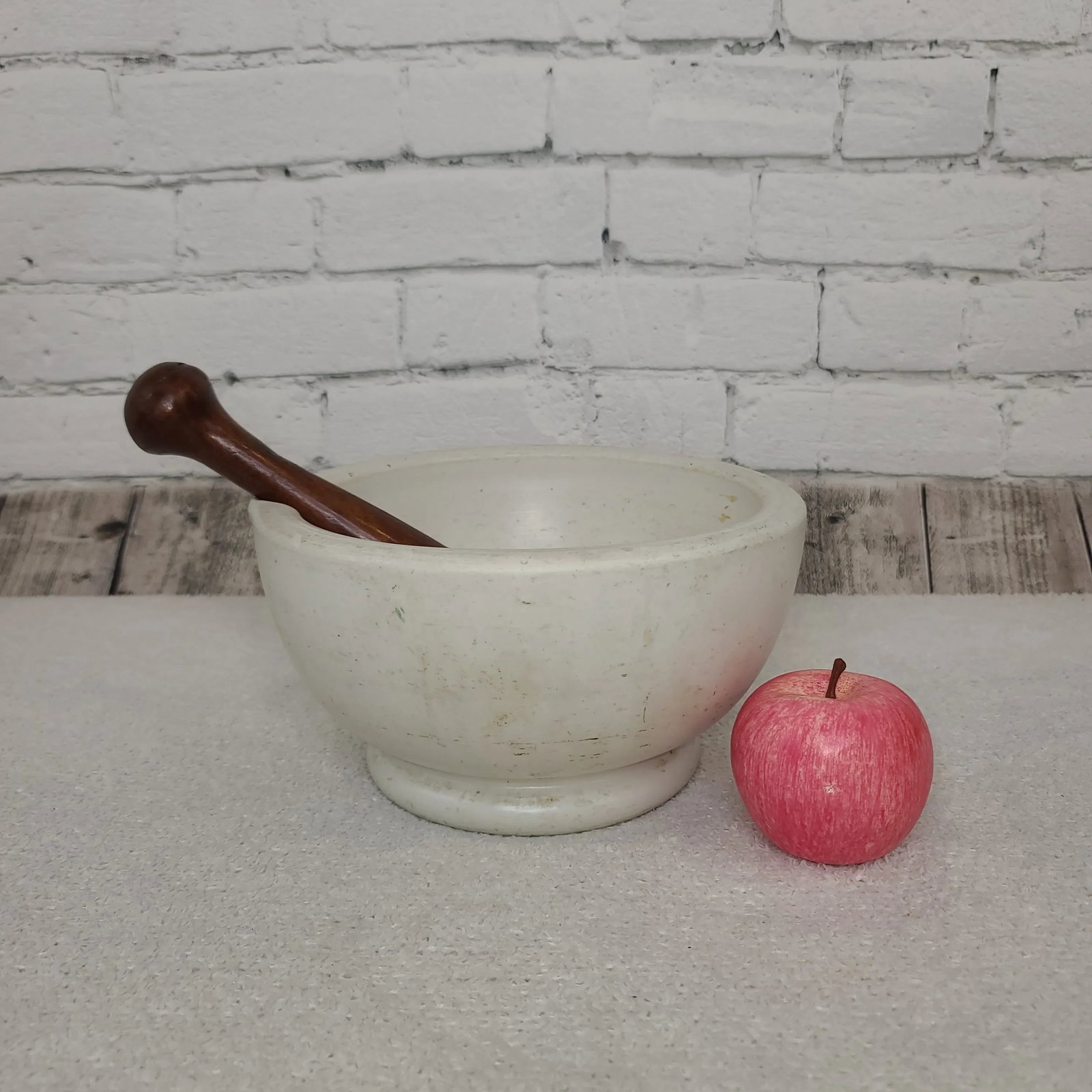 Antique English Ceramic Mortar and Pestle - 2 Pieces - 2