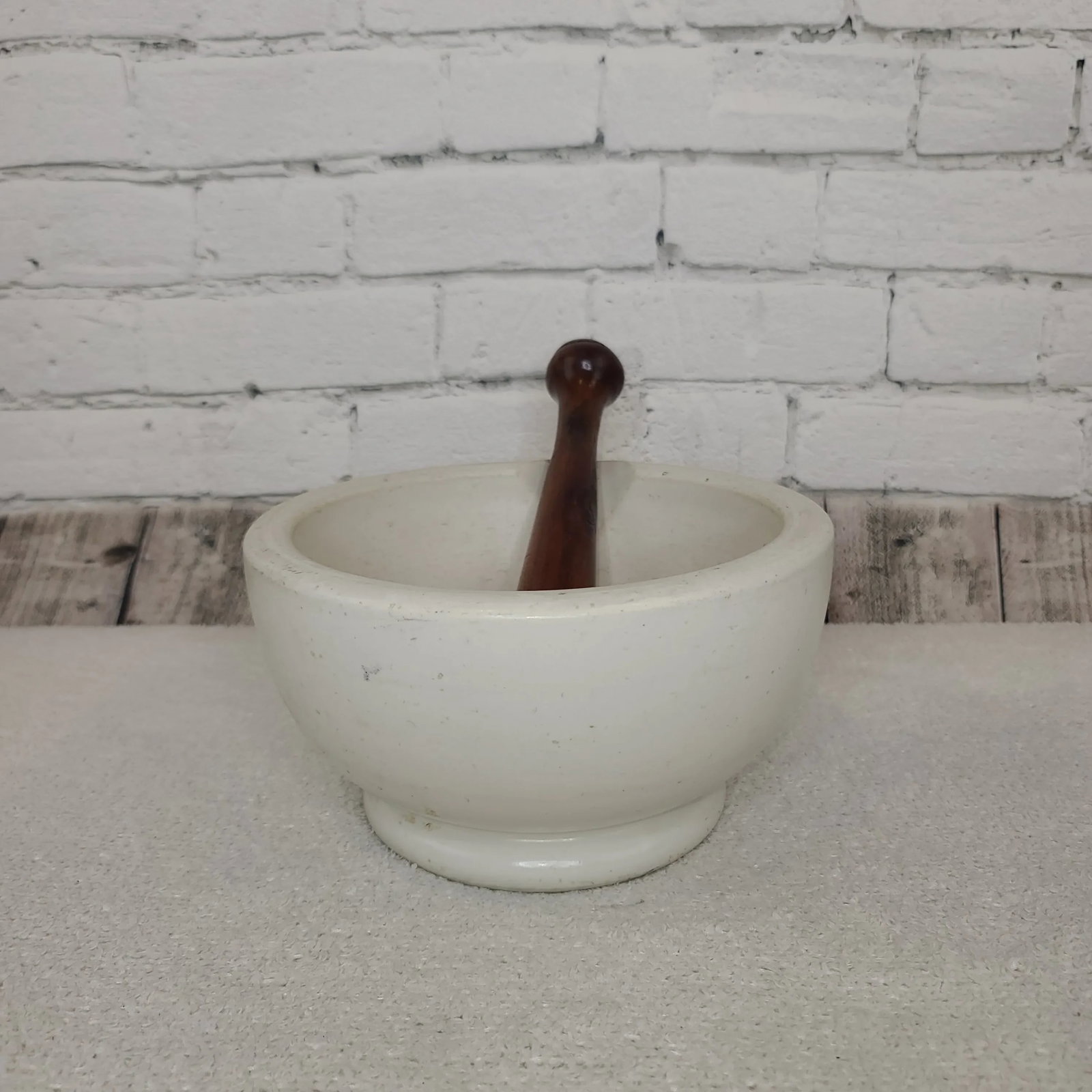 Antique English Ceramic Mortar and Pestle - 2 Pieces - 3
