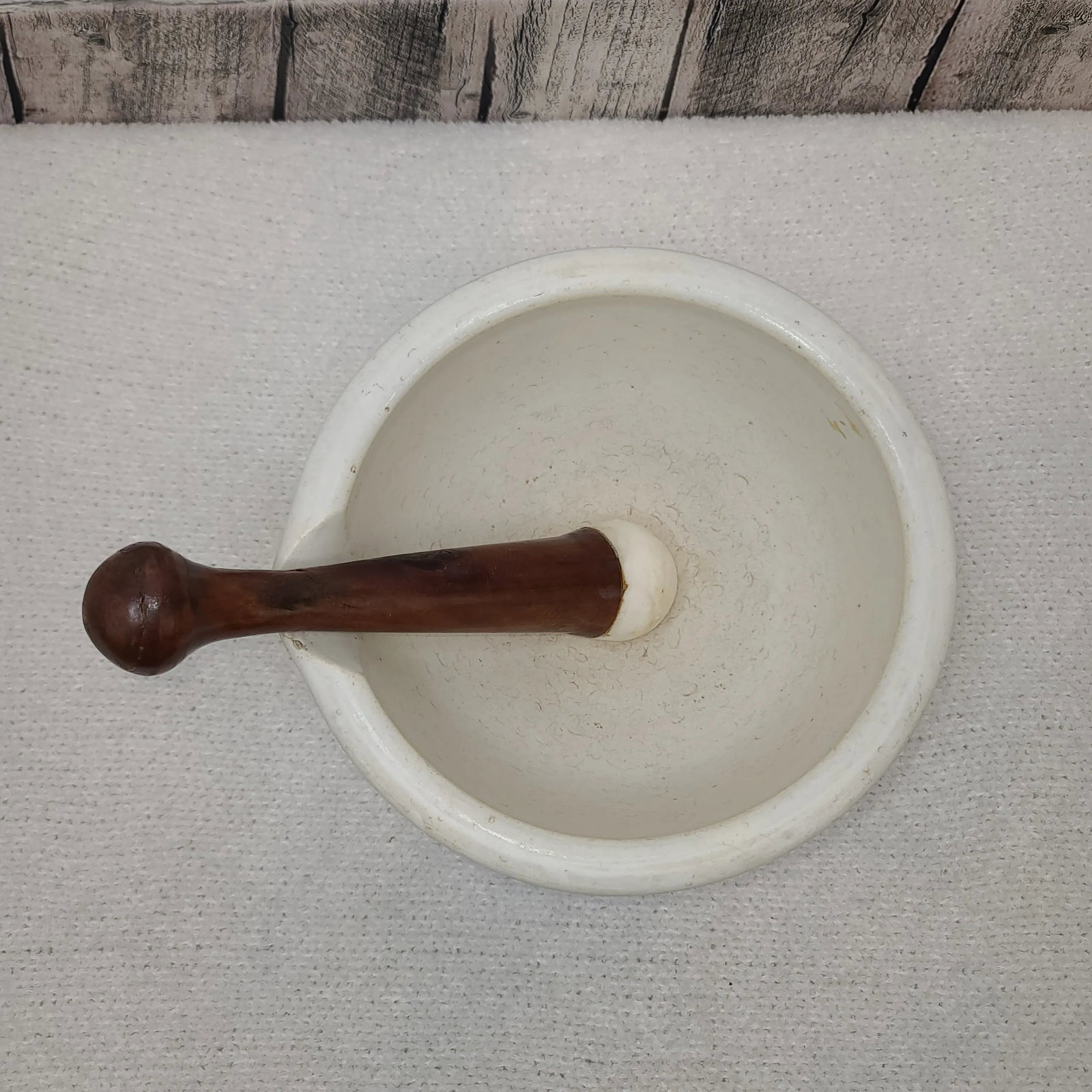 Antique English Ceramic Mortar and Pestle - 2 Pieces - 5
