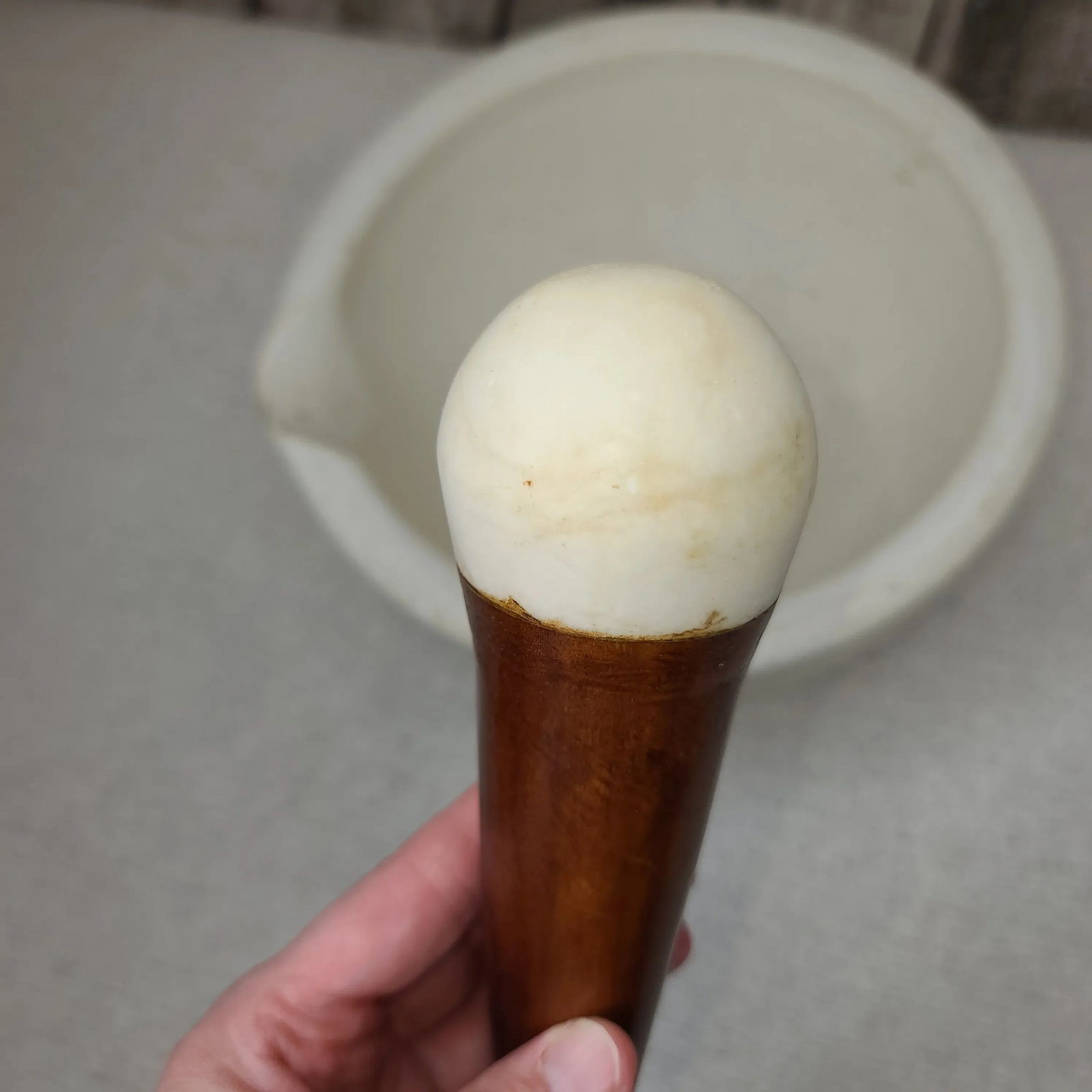 Antique English Ceramic Mortar and Pestle - 2 Pieces - 7