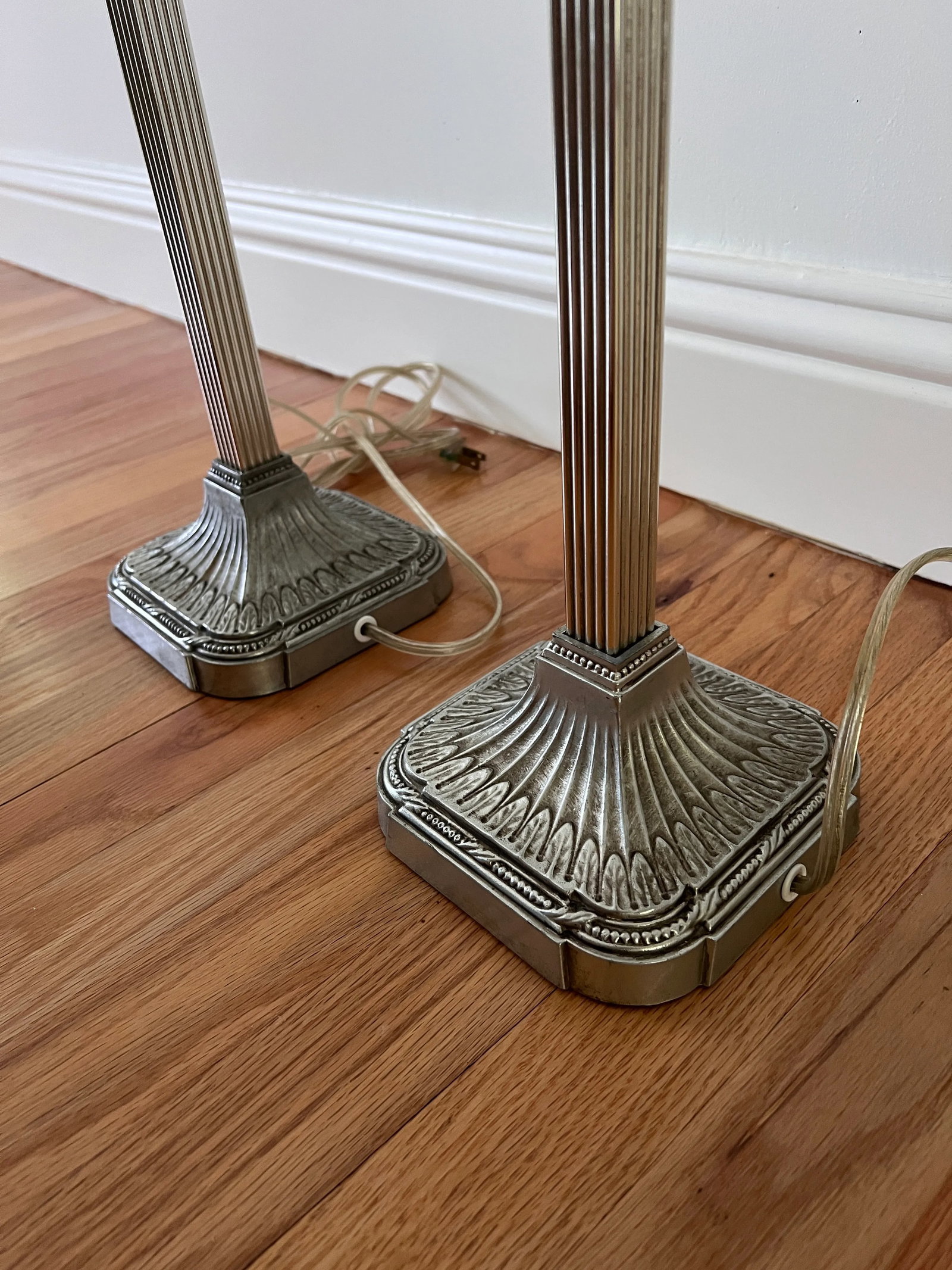 Pair of Late 20th Century Silver Square Column Table Lamps - 4