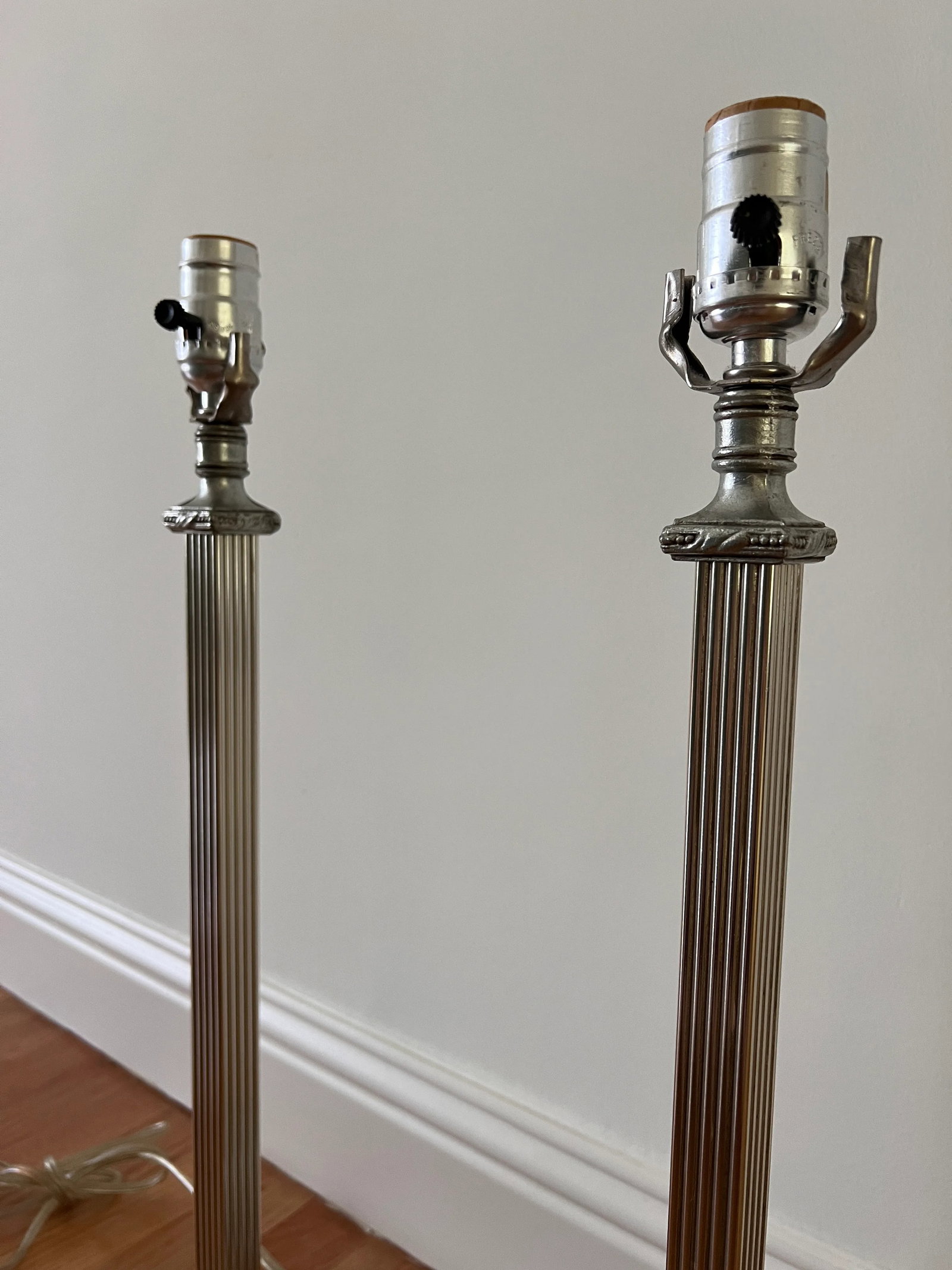 Pair of Late 20th Century Silver Square Column Table Lamps - 5