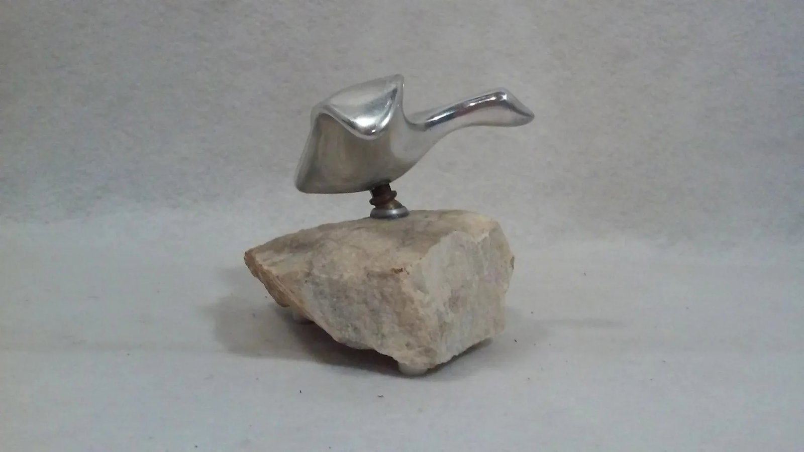 Mid Century Canadian Sculpture Steel Articulated Bird in Flight Stone Base Signed - 2