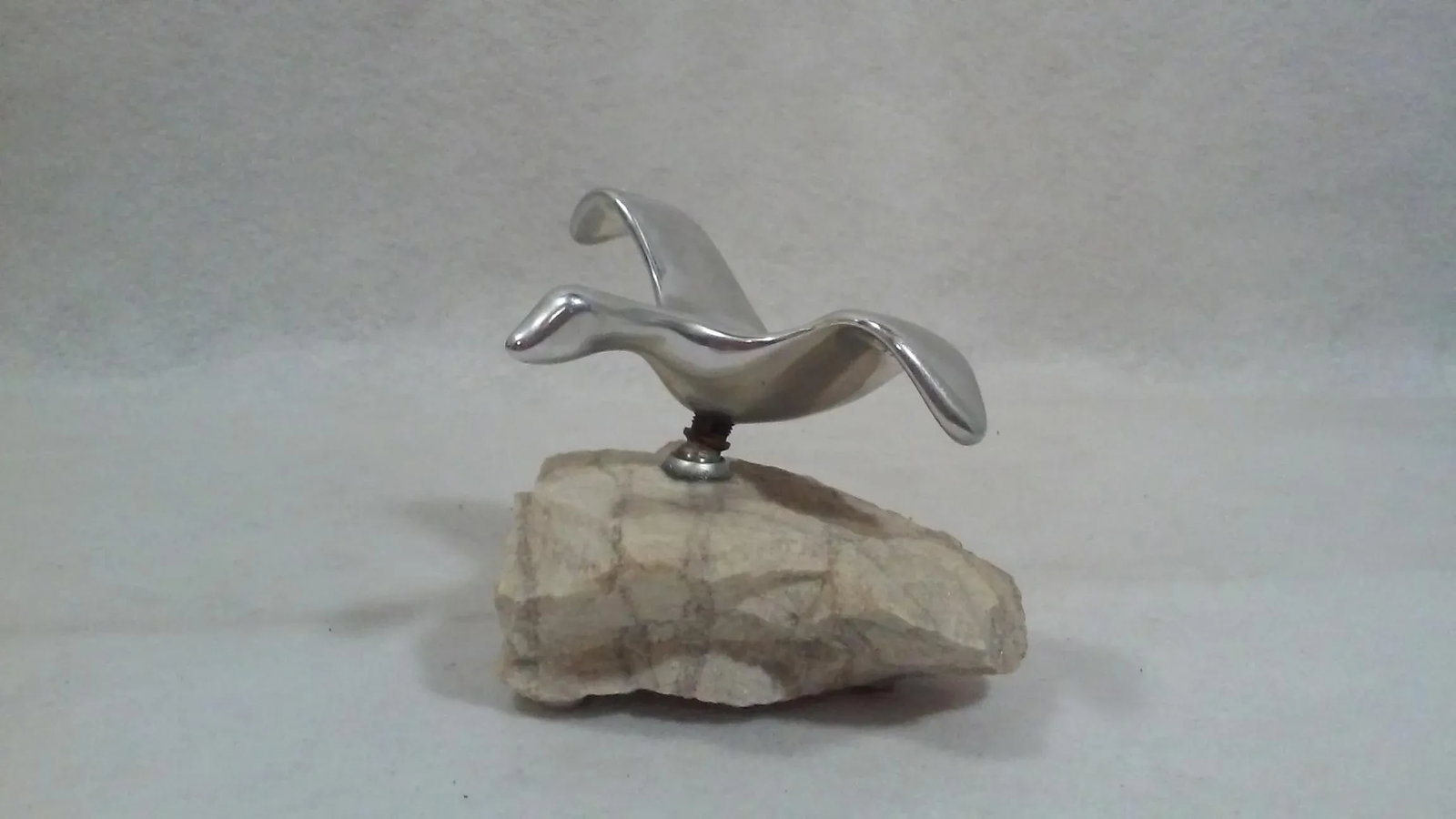Mid Century Canadian Sculpture Steel Articulated Bird in Flight Stone Base Signed - 3