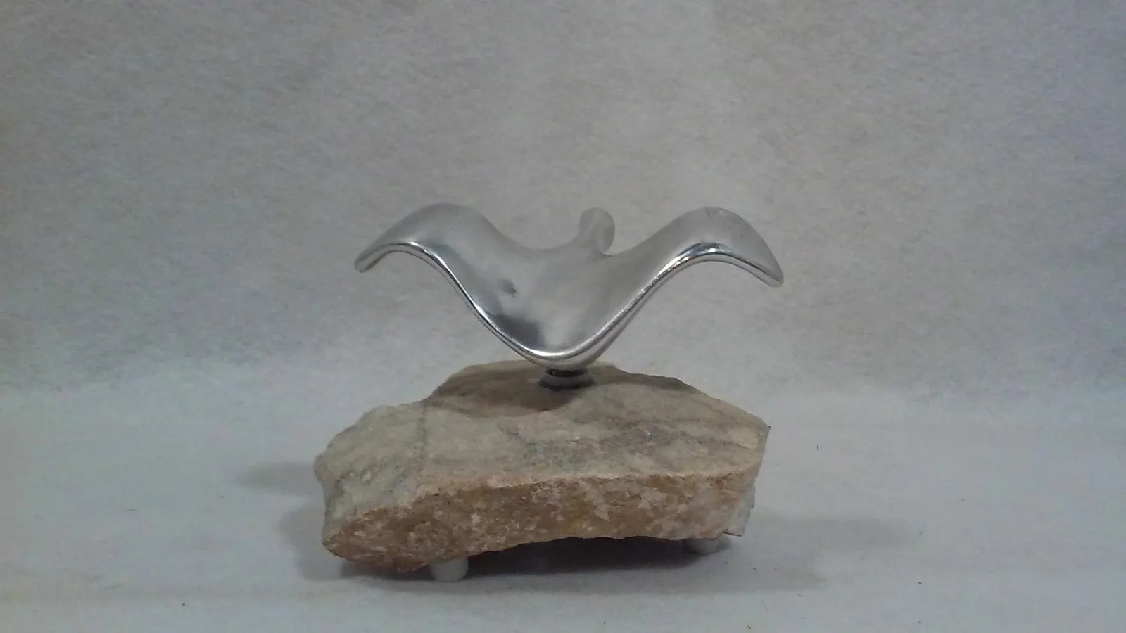 Mid Century Canadian Sculpture Steel Articulated Bird in Flight Stone Base Signed - 6