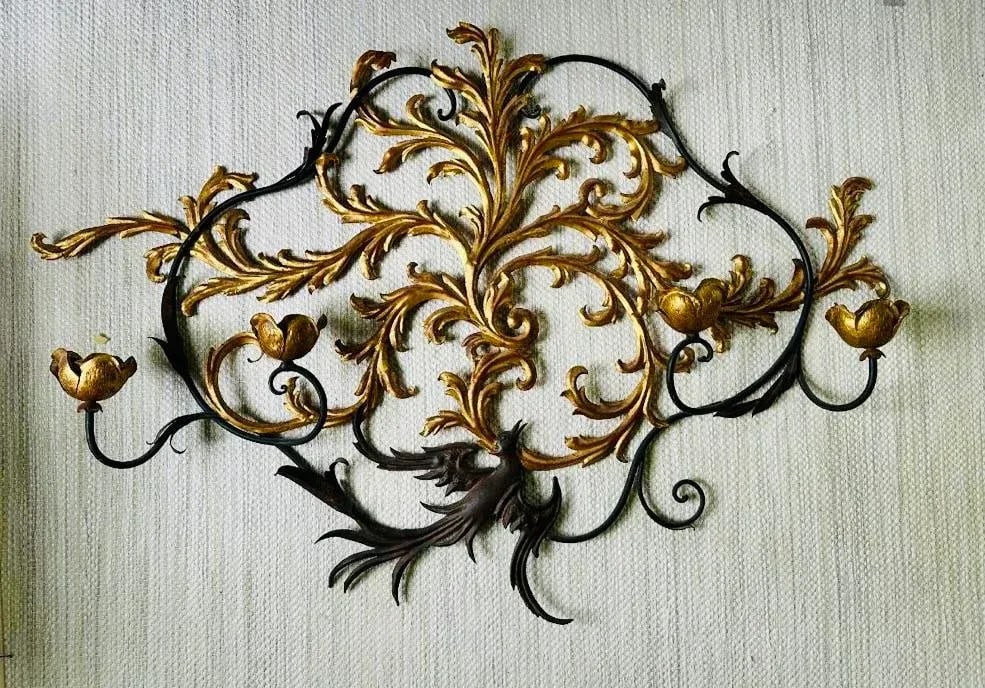 1960s Palladio Italian Gilt Metal Wall Sconce - 10