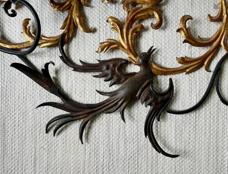 1960s Palladio Italian Gilt Metal Wall Sconce - 2