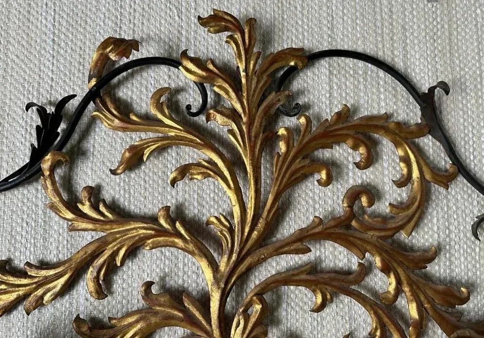 1960s Palladio Italian Gilt Metal Wall Sconce - 5