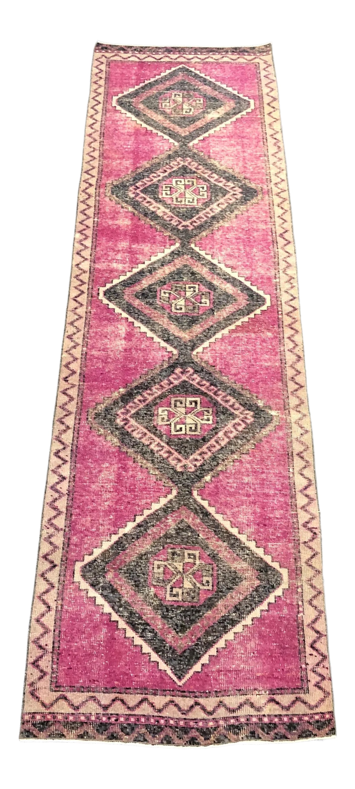 Handmade Vintage Turkish Purple Oushak Runner Rug (1 of 11)