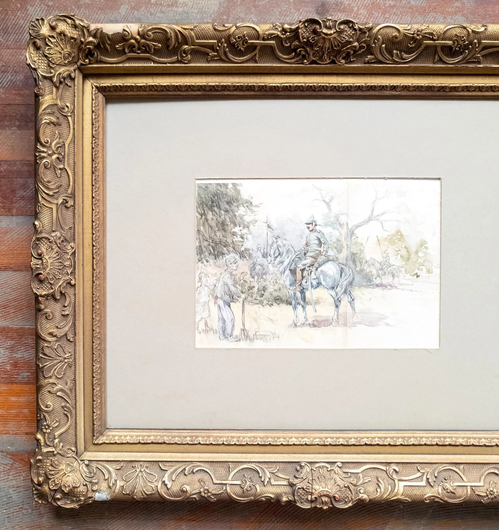 20th Century Fine Watercolor and Pencil Study Sketch of Soldiers, Unsigned - 2