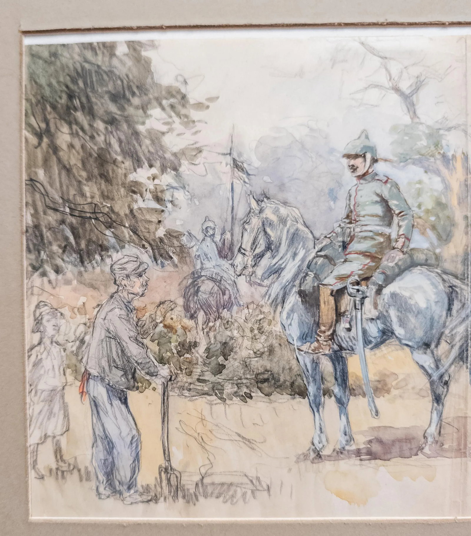 20th Century Fine Watercolor and Pencil Study Sketch of Soldiers, Unsigned - 5
