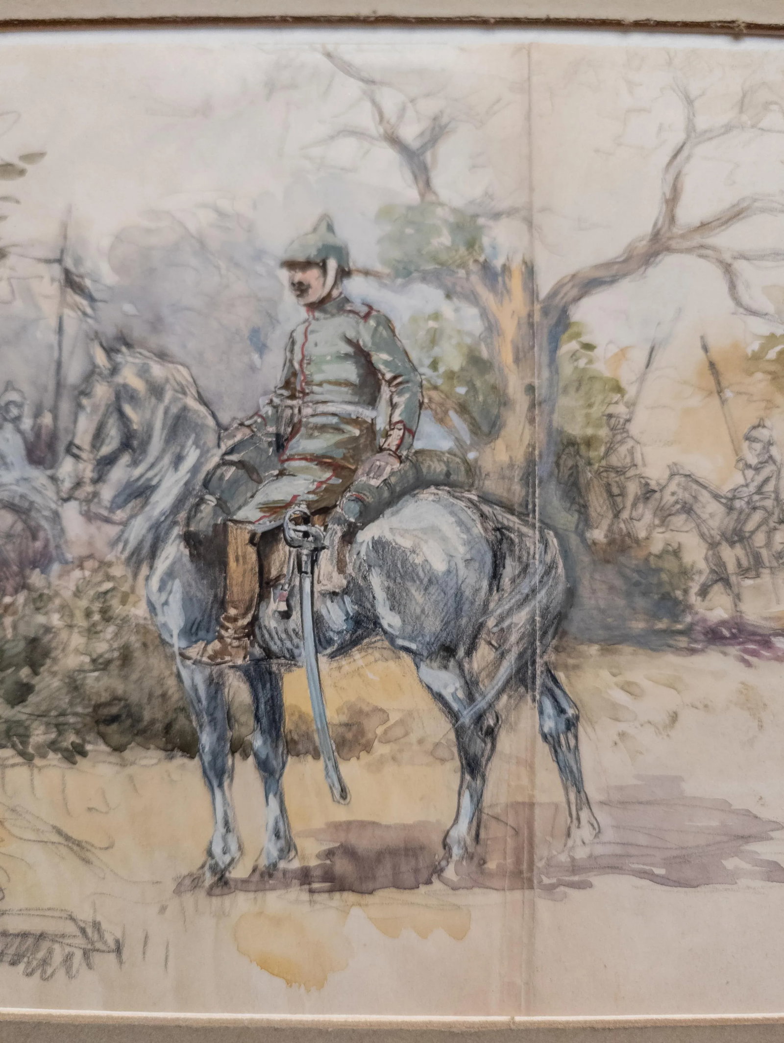 20th Century Fine Watercolor and Pencil Study Sketch of Soldiers, Unsigned - 7