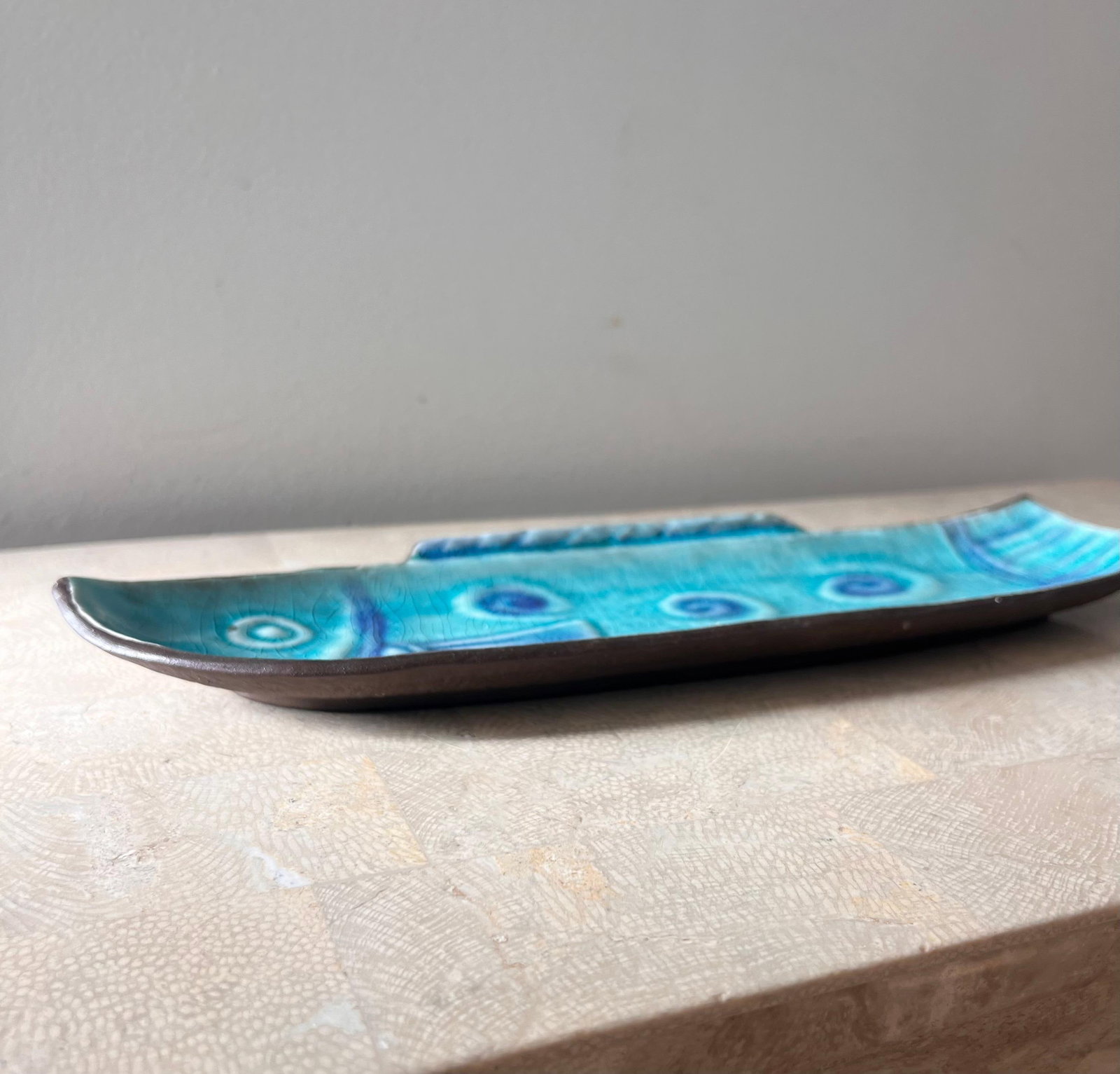 Vintage Japanese Ceramic Crackle Glazed Fish Dish, Mid 20th Century - 5