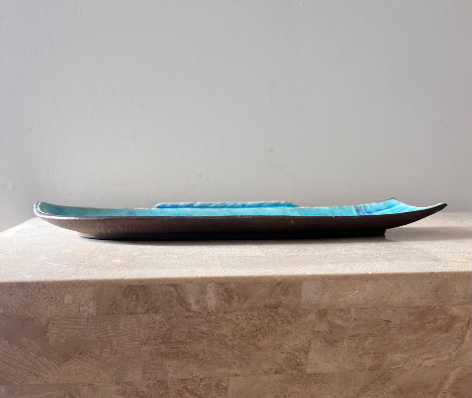 Vintage Japanese Ceramic Crackle Glazed Fish Dish, Mid 20th Century - 7