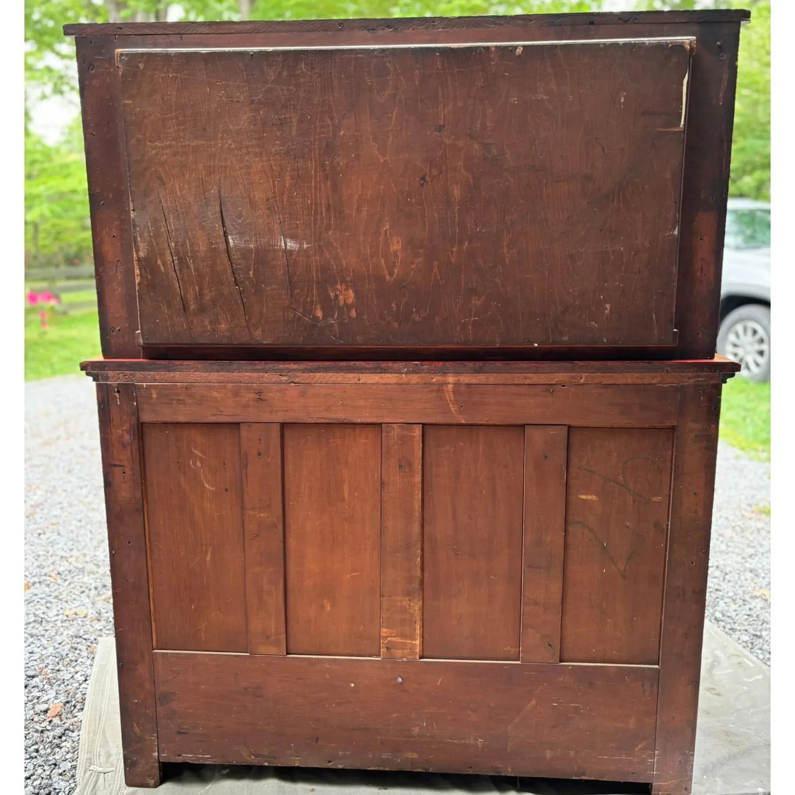Antique Arts and Crafts Style Mirror Back Server - 4
