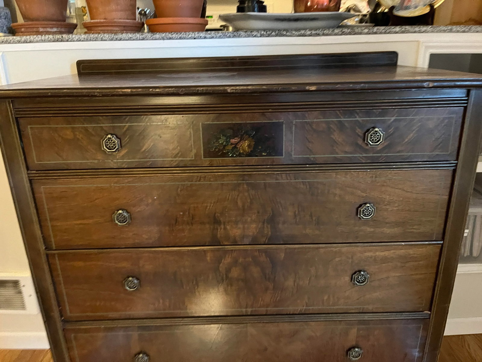 Antique Mahogany 4 Drawer Dresser With Casters. By Charles R Sligh - 3