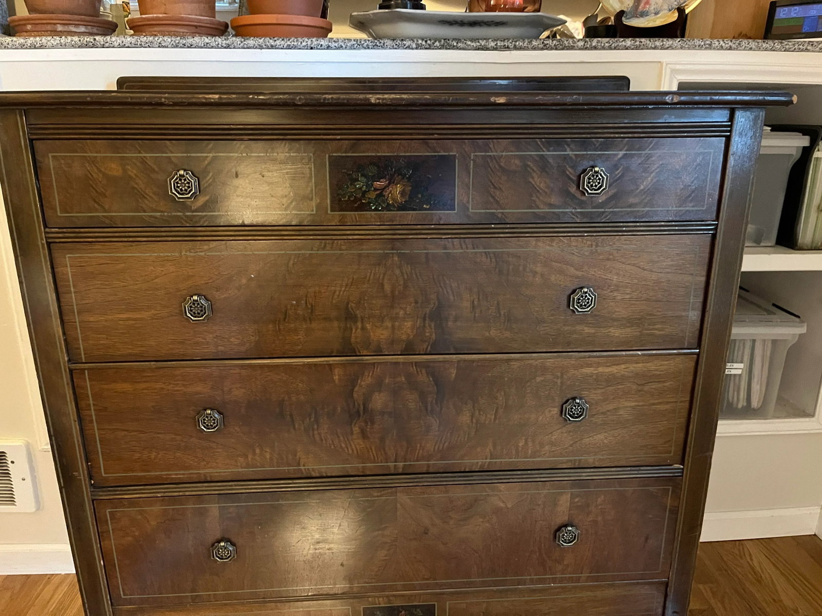 Antique Mahogany 4 Drawer Dresser With Casters. By Charles R Sligh - 4