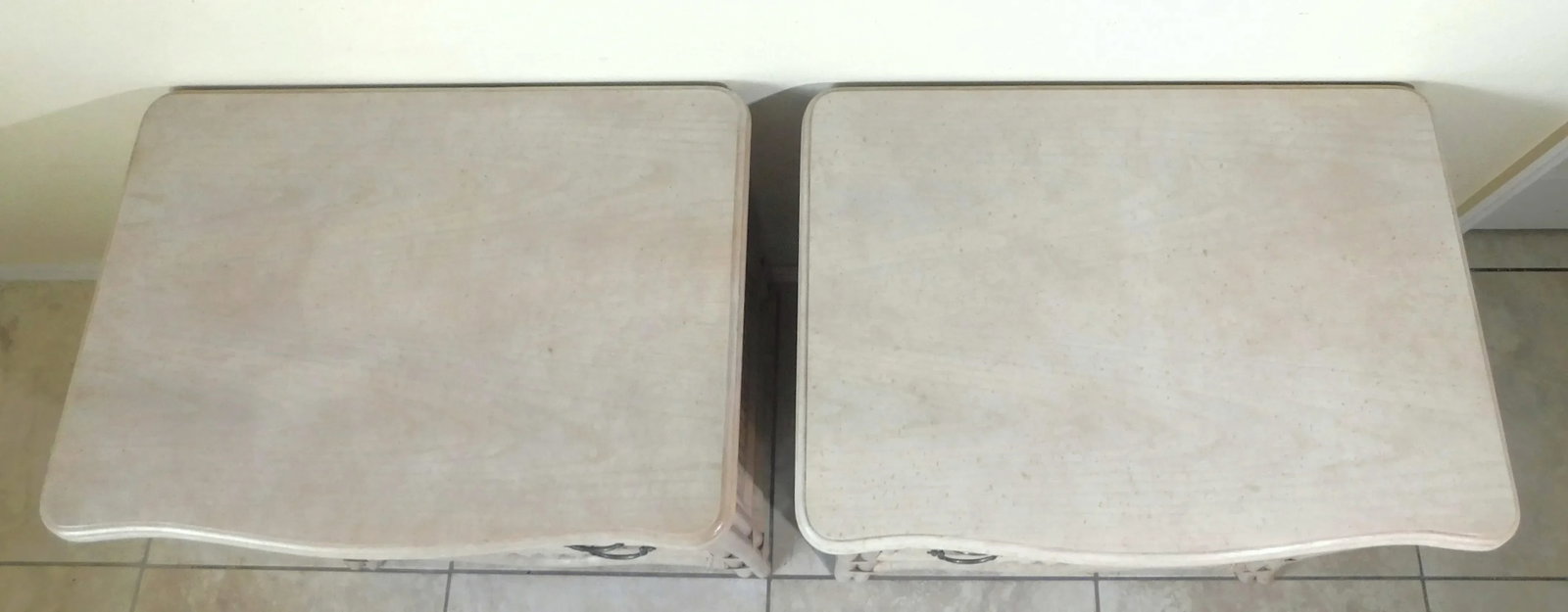 Pair Vintage Ficks Reed Whitewash Weaved Rattan Side/End Tables Nightstands - 5