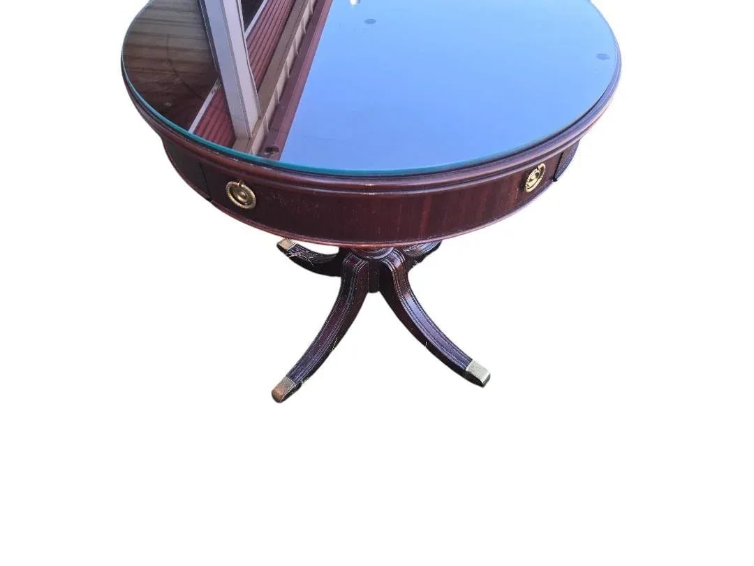 Mid Century Modern Vintage Lane Round Drum Table - 4