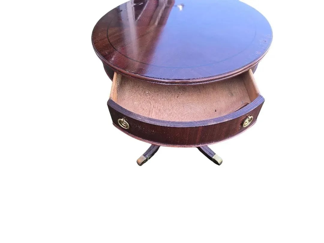 Mid Century Modern Vintage Lane Round Drum Table - 5