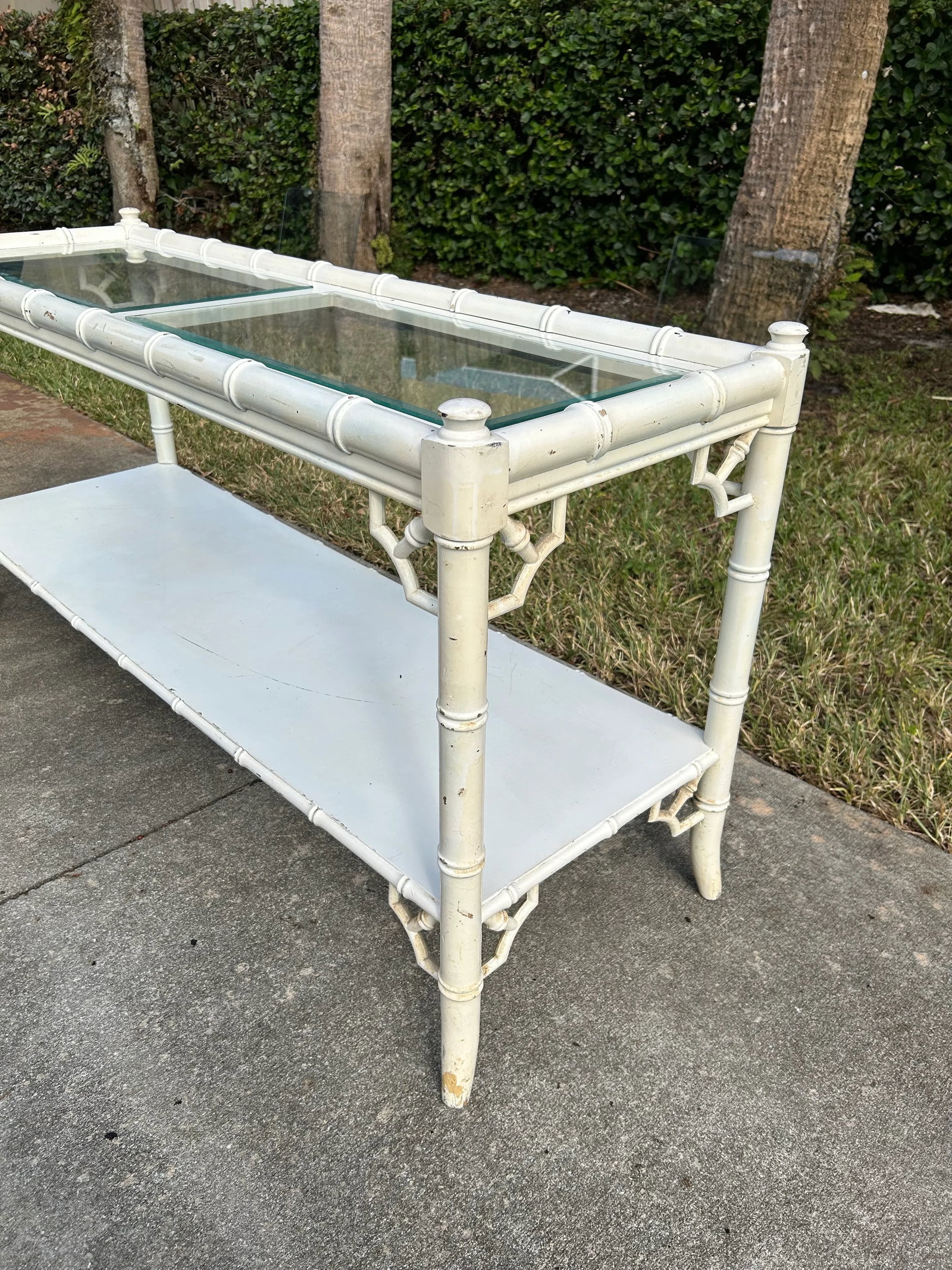 Vintage Thomasville Alegro White Faux Bamboo Console Table - 4