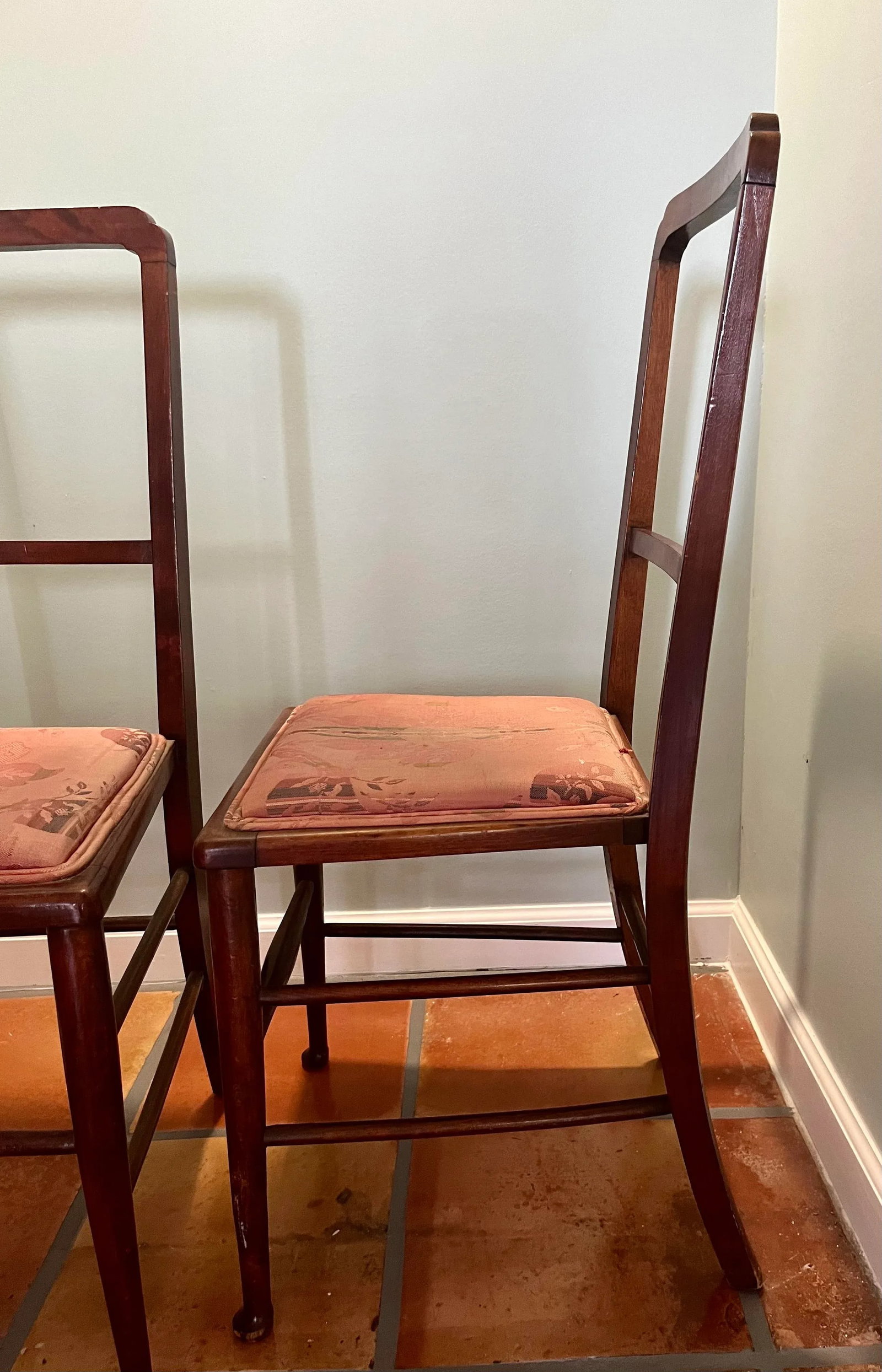 Early 20th Century Set of 2 Antique Victorian Side Chairs With Upholstered Seat - 2