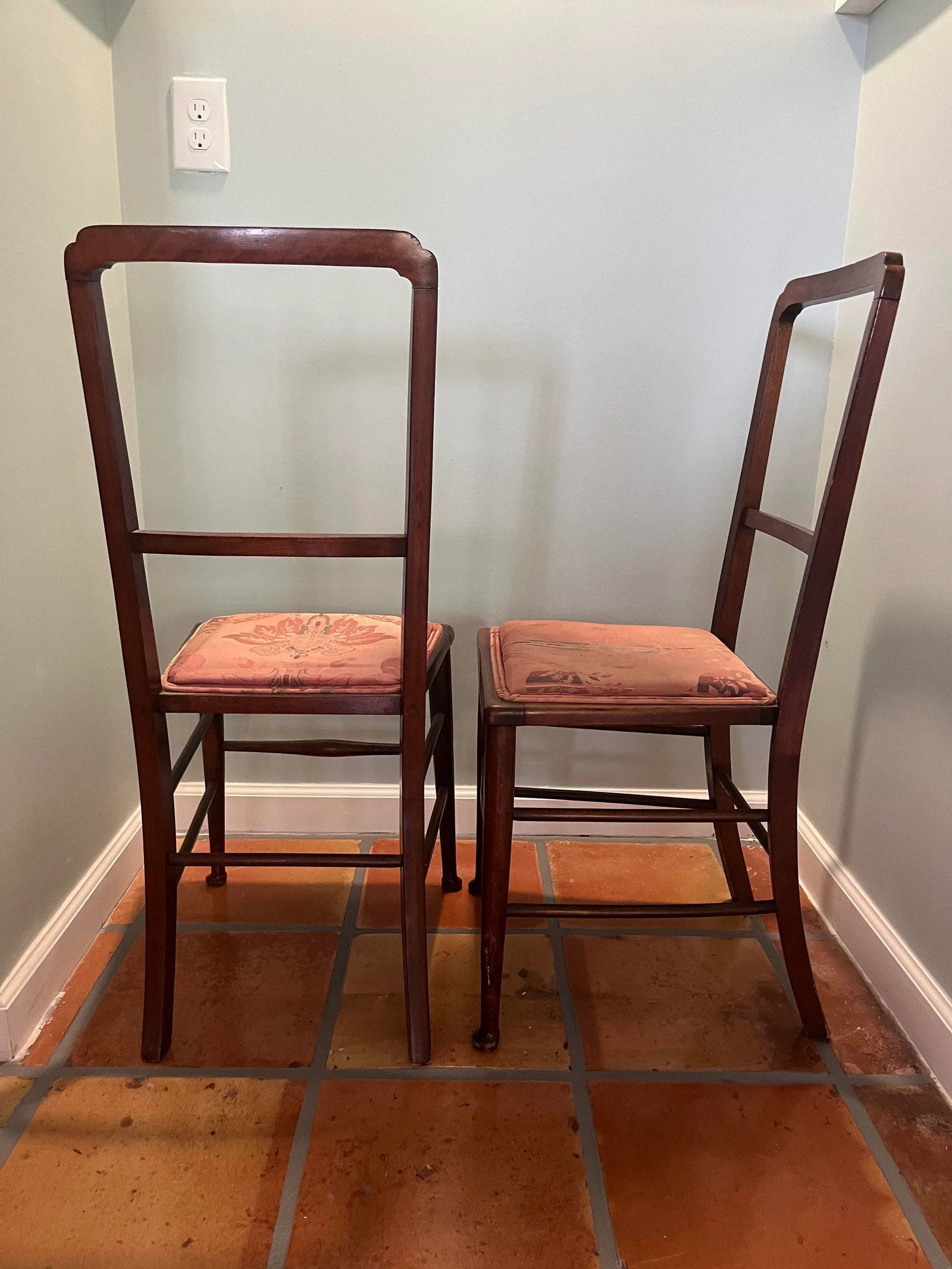 Early 20th Century Set of 2 Antique Victorian Side Chairs With Upholstered Seat - 3