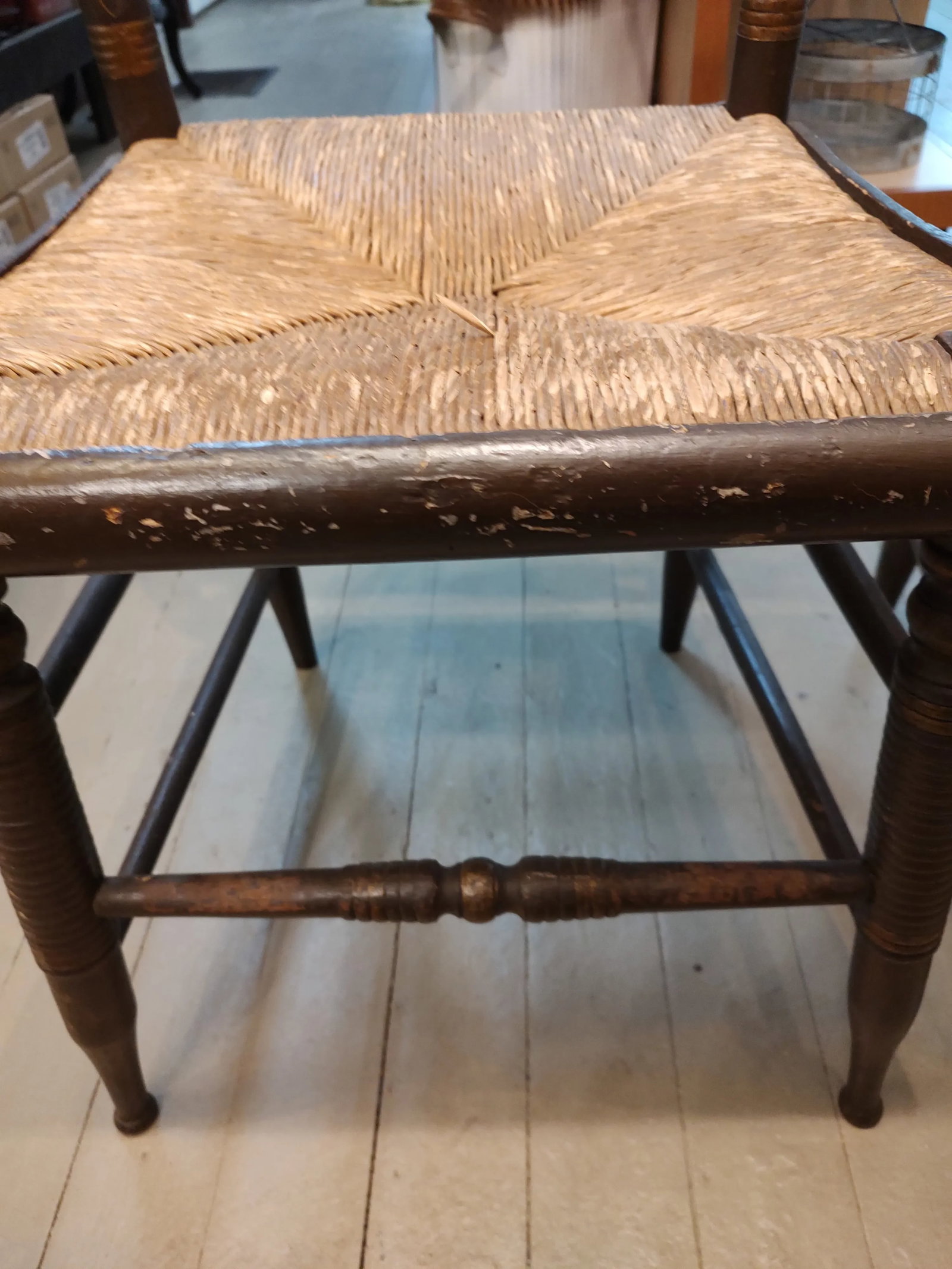 Pair of 19th Century Painted Eagle on Globe Motif Rush Seat Hitchcock Style Chairs - 6