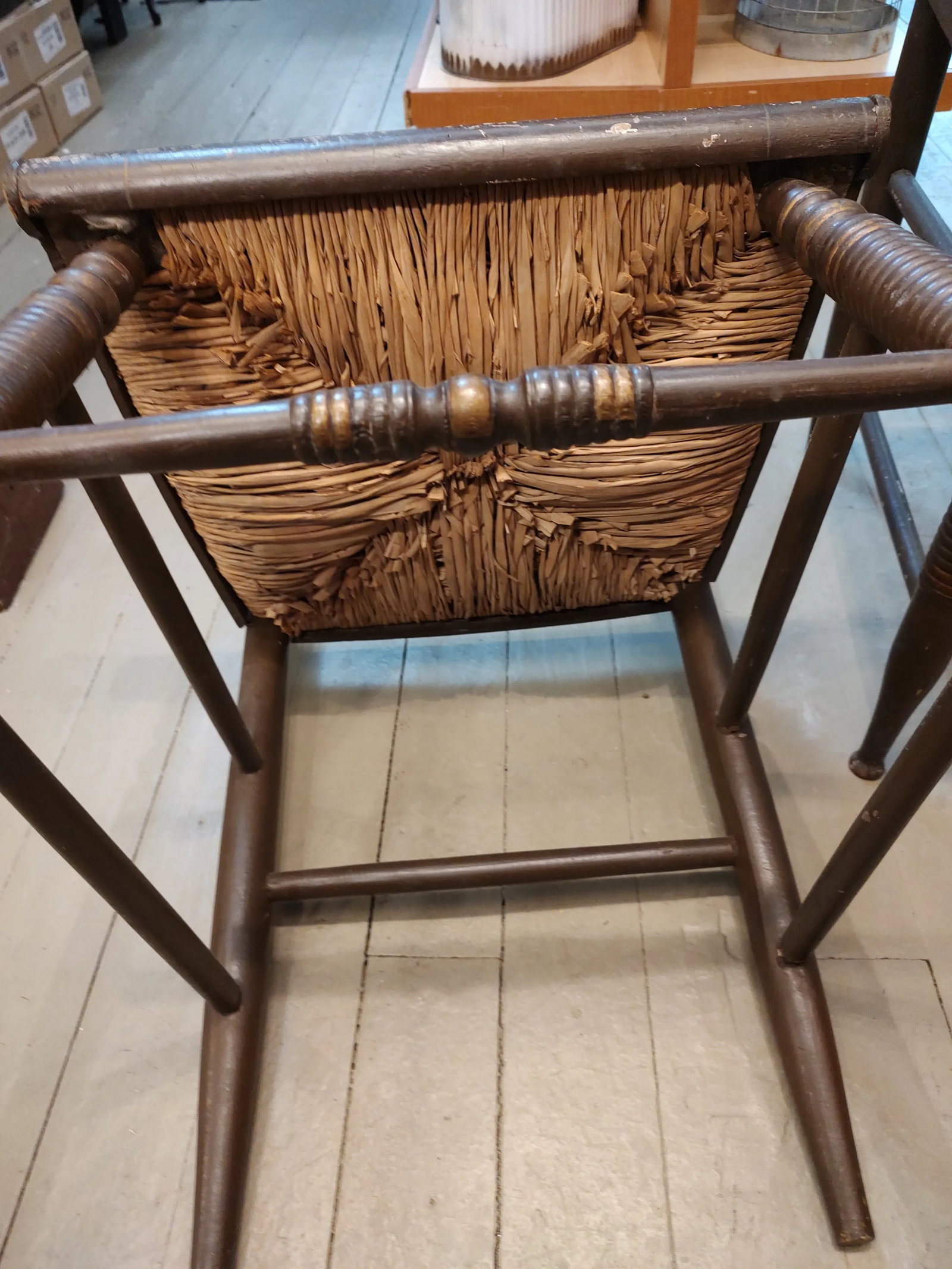 Pair of 19th Century Painted Eagle on Globe Motif Rush Seat Hitchcock Style Chairs - 7