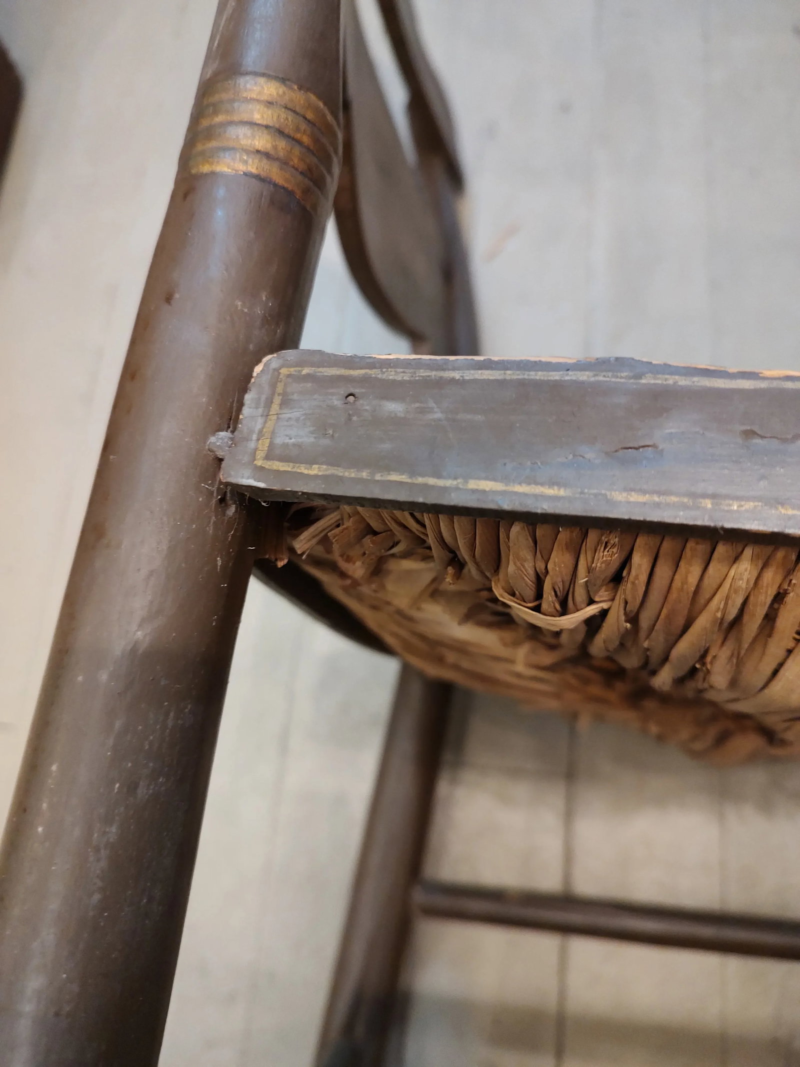 Pair of 19th Century Painted Eagle on Globe Motif Rush Seat Hitchcock Style Chairs - 8