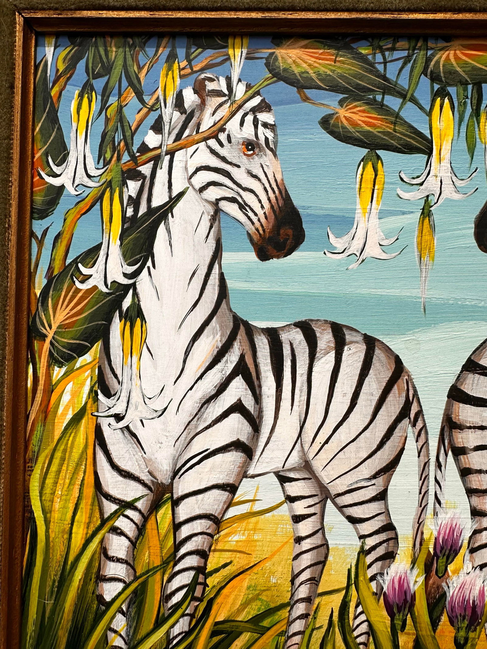 Painting by Gustavo Novoa, "Zebra Talk" or "Two Zebras Courting" - 3