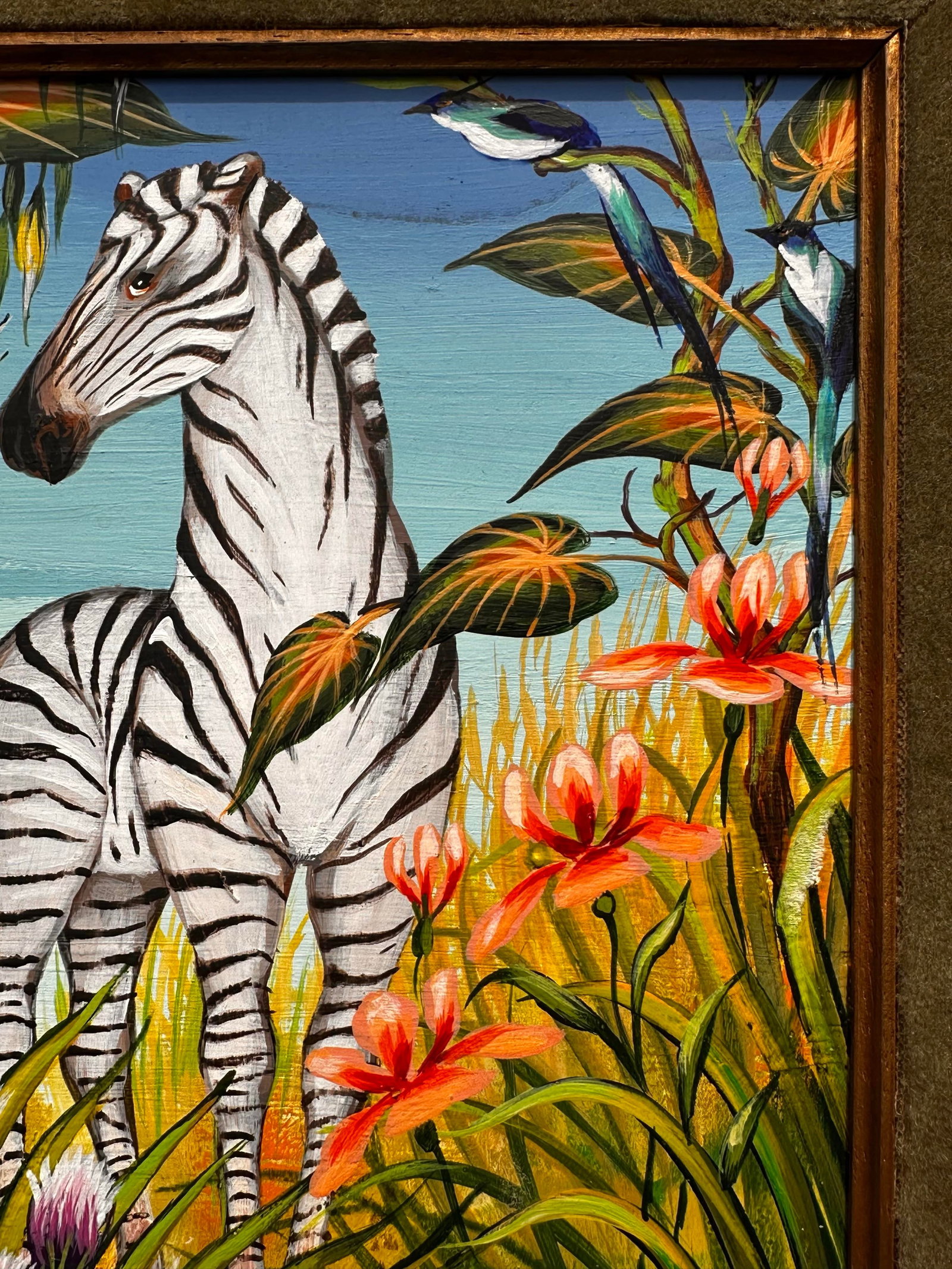 Painting by Gustavo Novoa, "Zebra Talk" or "Two Zebras Courting" - 4