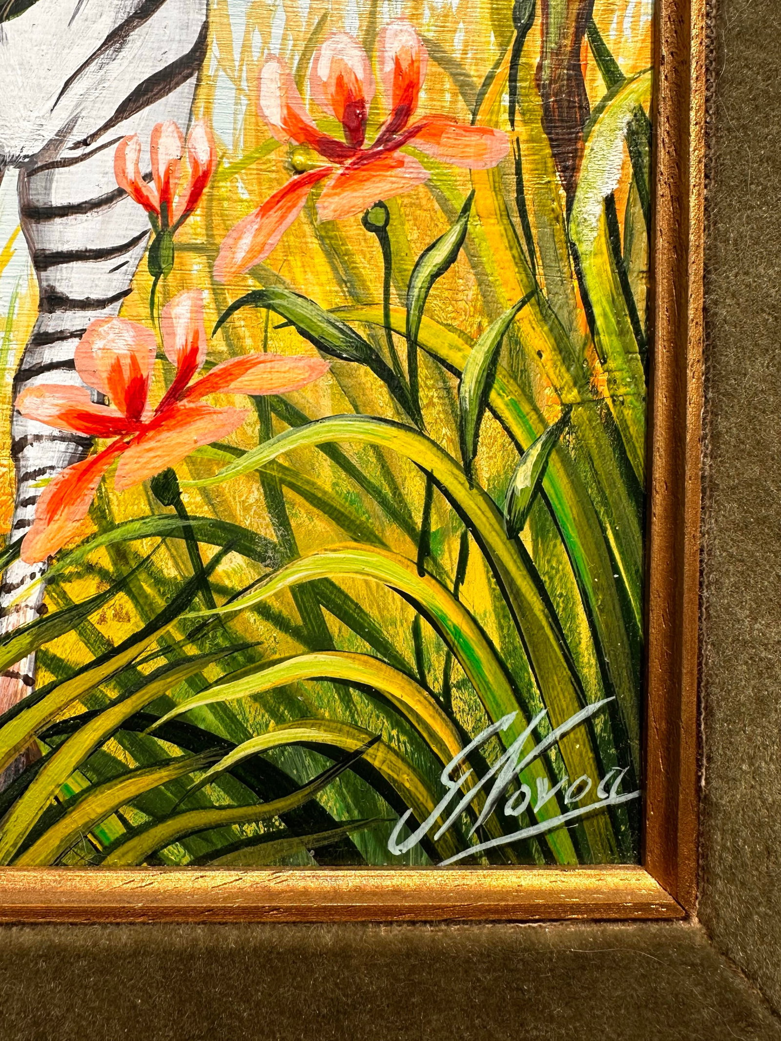 Painting by Gustavo Novoa, "Zebra Talk" or "Two Zebras Courting" - 6