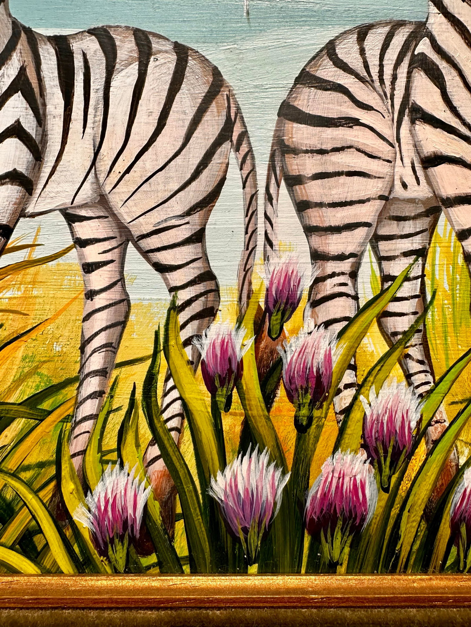 Painting by Gustavo Novoa, "Zebra Talk" or "Two Zebras Courting" - 7