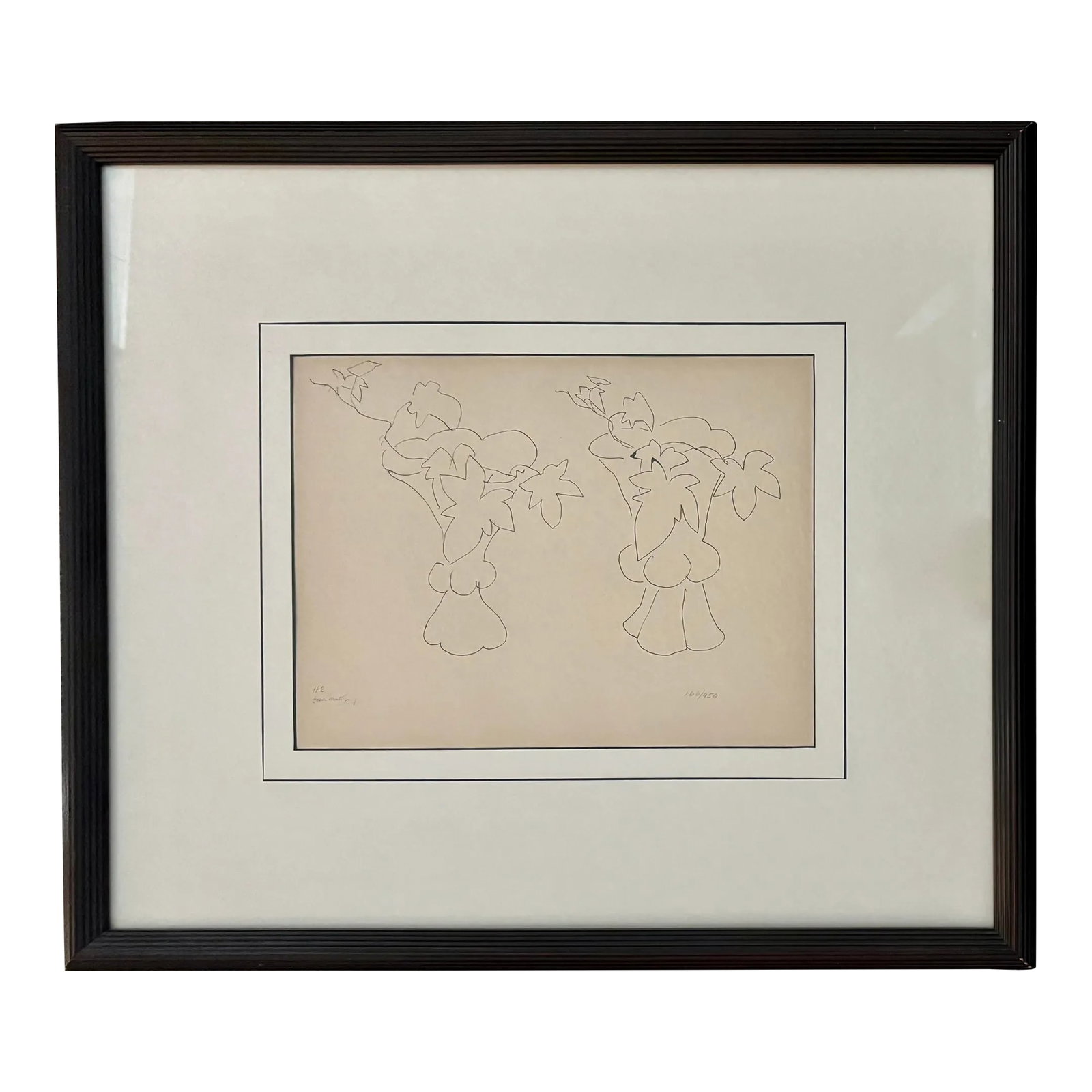 1941 Themes Et Variations Signed, Numbered, Matted, Framed Lithograph by Henri Matisse Still Life 2: A page from Matisse's book "Drawings: Themes and Variations. Justification of the drawing." Completed printing in Paris on February 27, 1943, at the expense of Martin Fabiani, publisher, with the assi