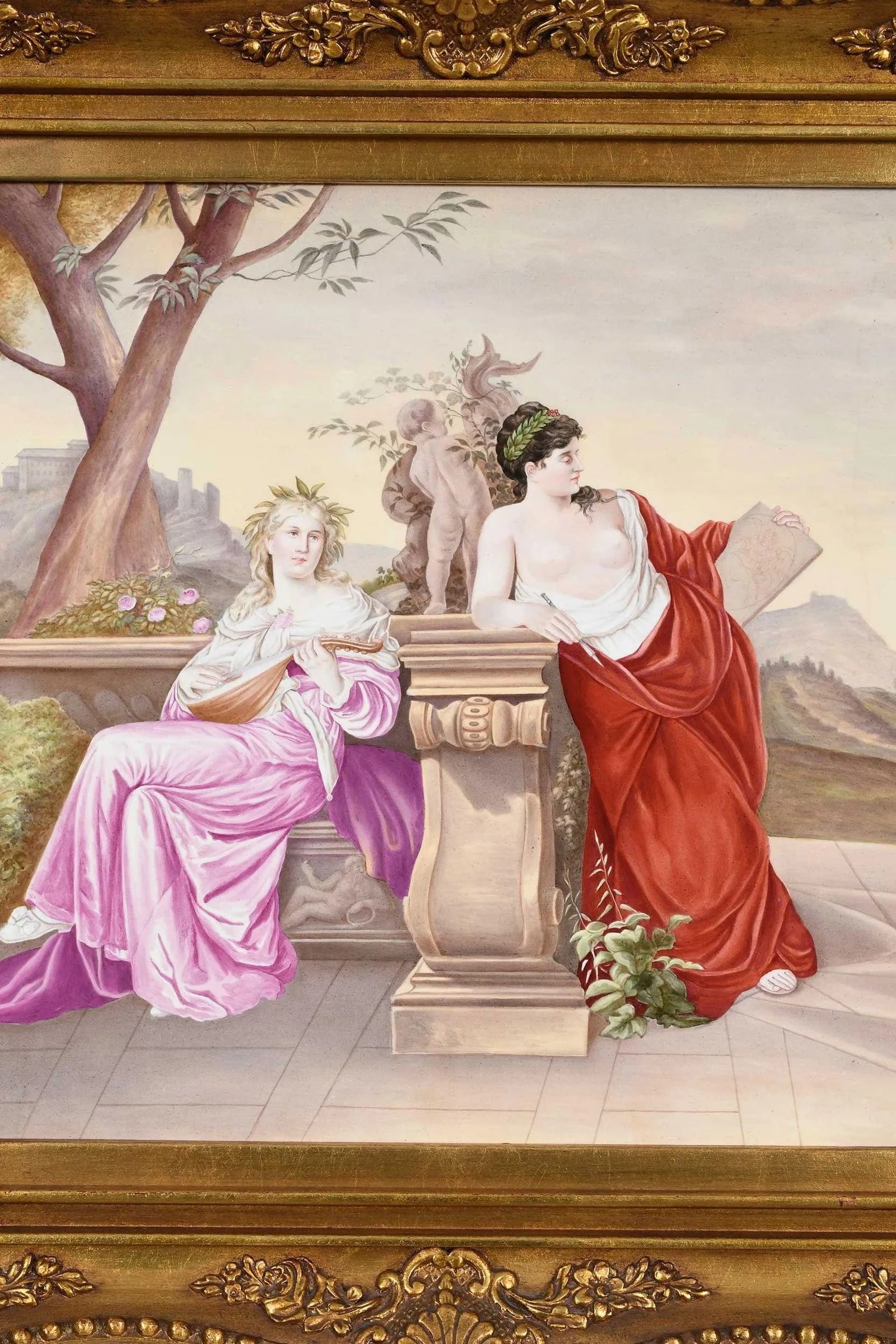 19th Century Framed Royal Vienna Porcelain Plaque Depicting Classical Maidens - 3