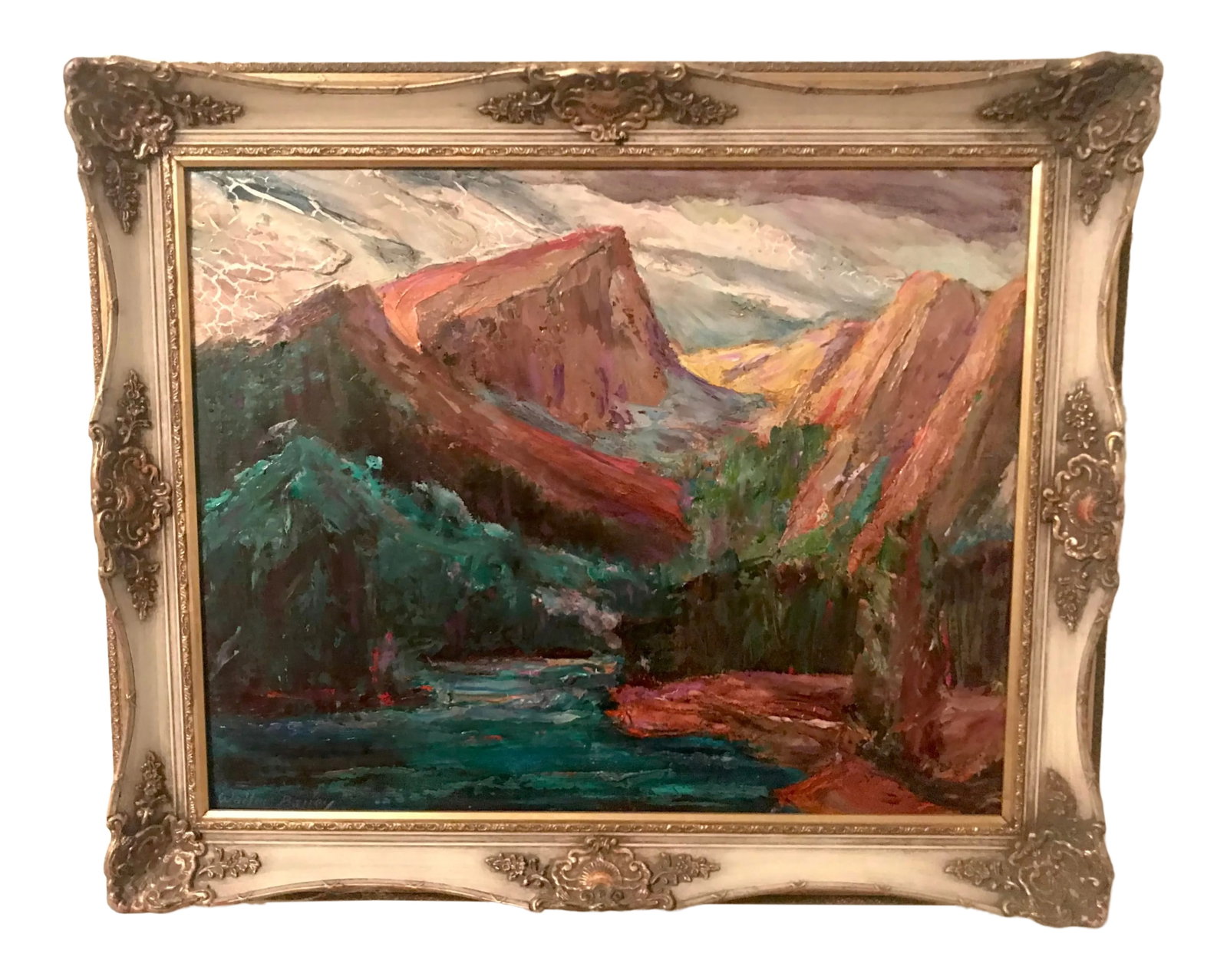 Untitled American Western Landscape Oil Painting by Walter a Bailey: Walter Alexander Bailey (1894-1989) Kansas/California Born in Wallula, Kansas, Bailey studied at the Kansas City Art Institute under Randall Davey, Charles Wilimovsky and Thomas Hart Benton. He