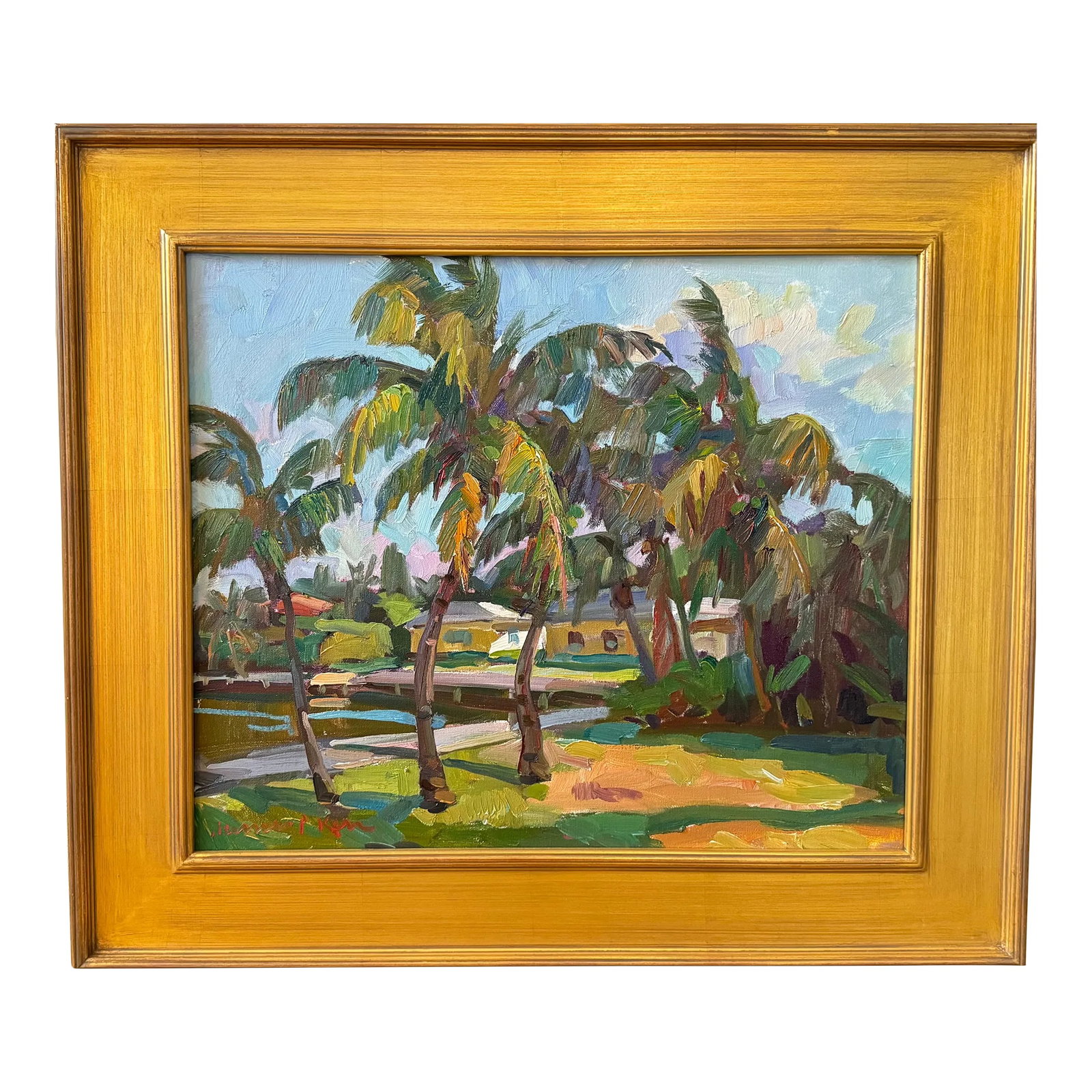 "Little Palms" Oil on canvas by James P. Kerr, Framed (1 of 4)