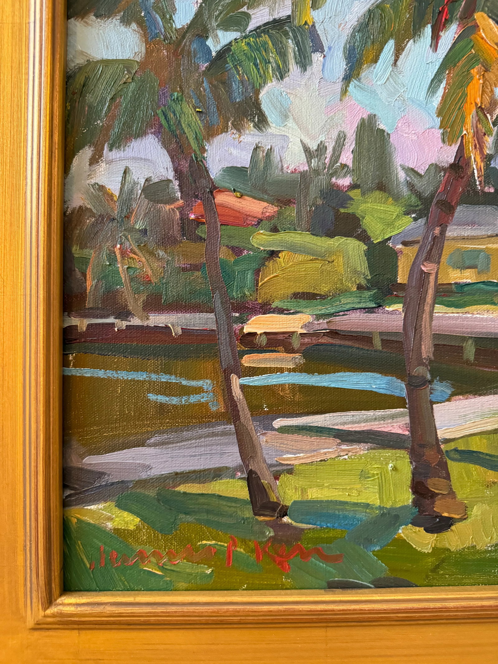 "Little Palms" Oil on canvas by James P. Kerr, Framed - 3
