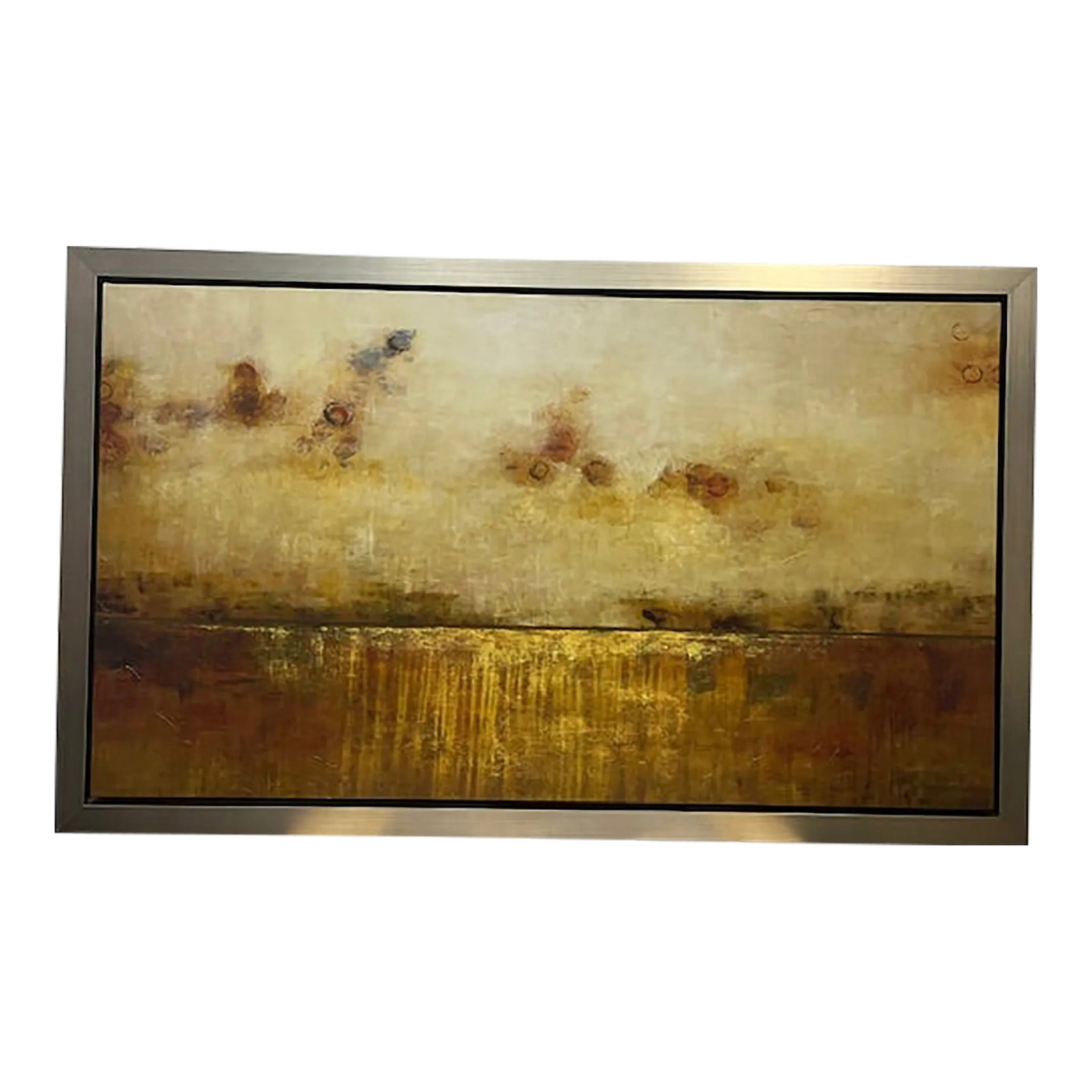 Circa 2016, Evertide II, Unknown Artist, Coastal Landscape Print: Circa 2016, Landscape Giclee, on canvas. Nice heavy wood frame, art is flouted mount. Art is ready to hang. This art is in good condition, no holes, scratches, no fading. frame has normal ware for its