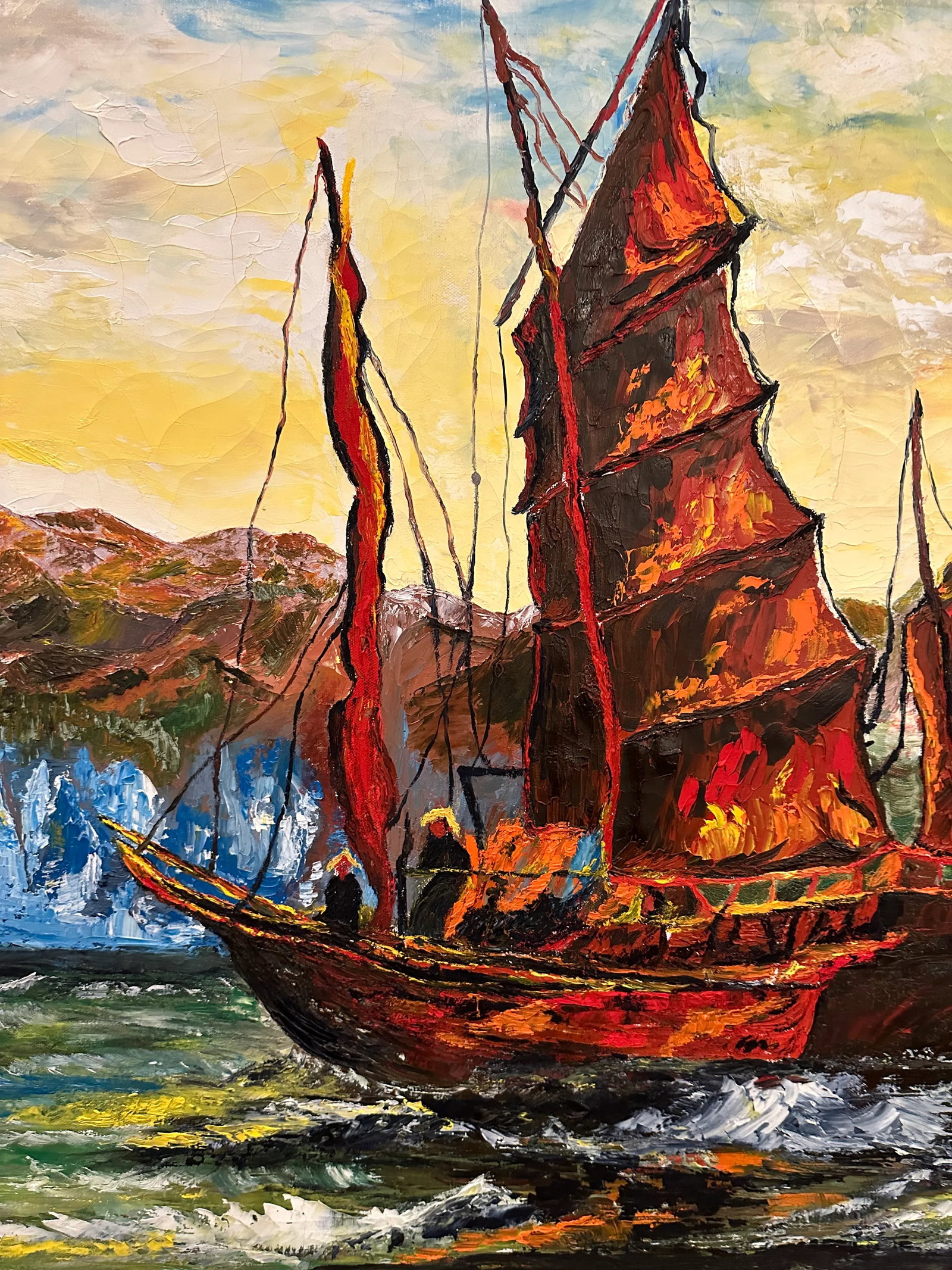 Hong Kong Harbor Original Oil Painting - 4
