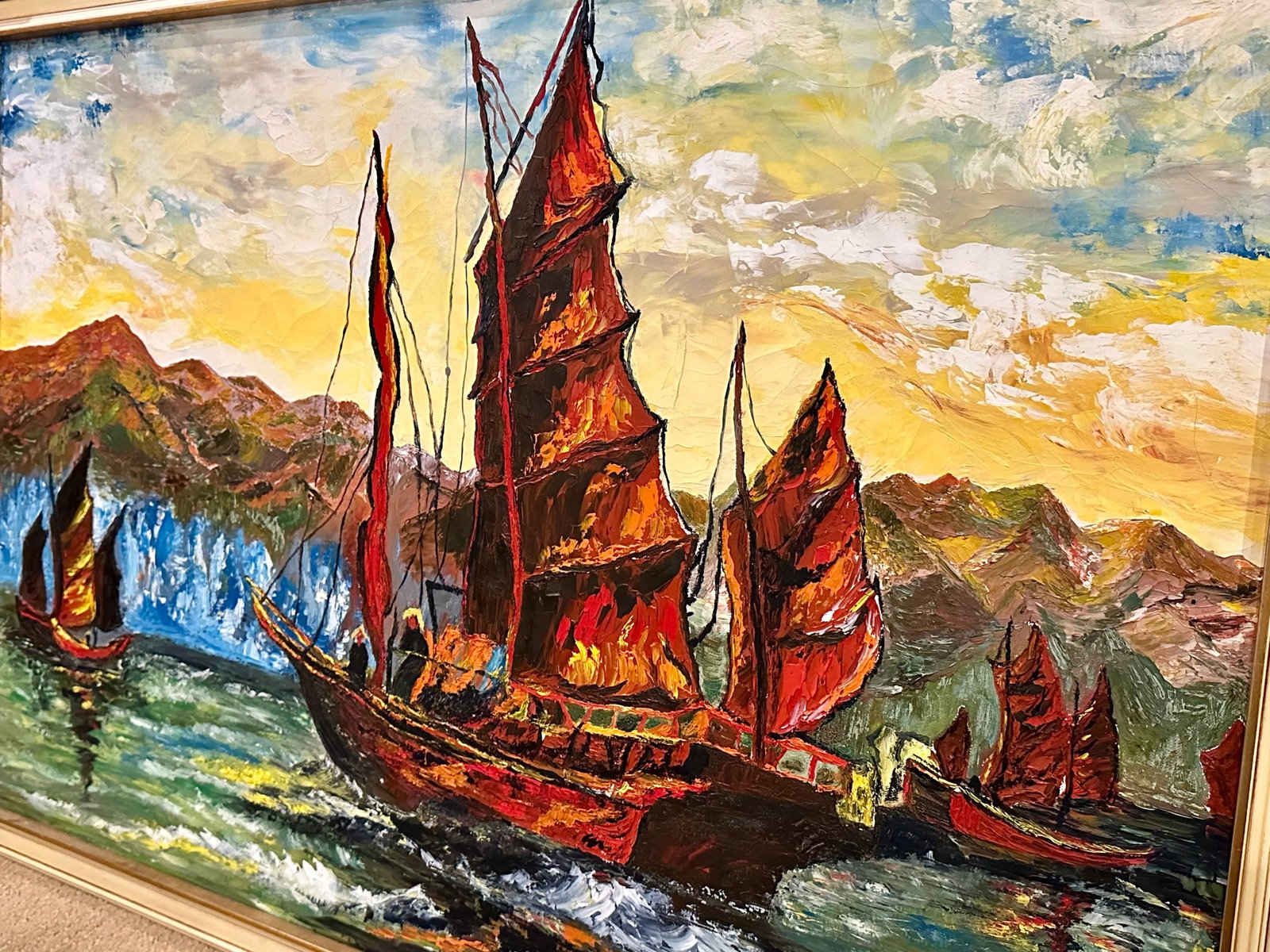 Hong Kong Harbor Original Oil Painting - 5
