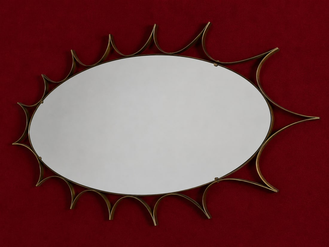 1970s Brass Sunburst Wall Mirror - 2