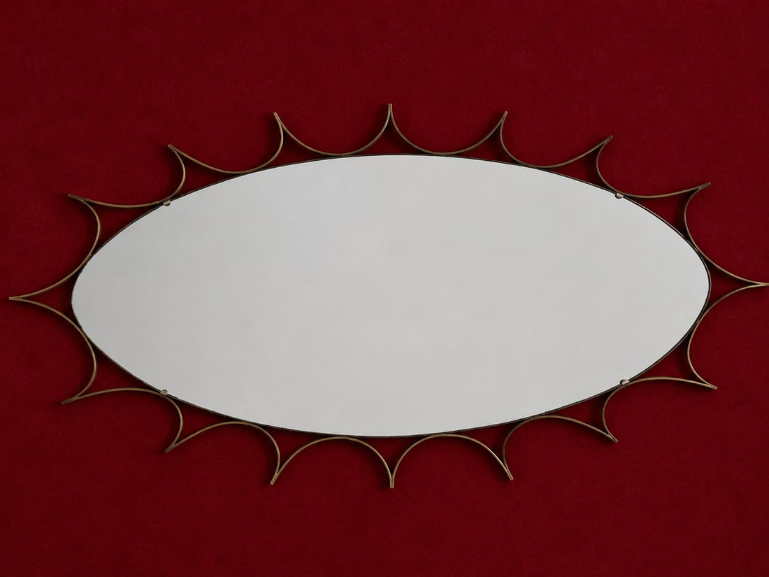 1970s Brass Sunburst Wall Mirror - 4