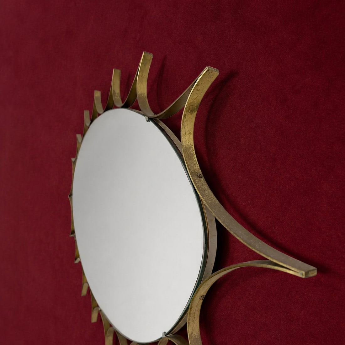 1970s Brass Sunburst Wall Mirror - 5