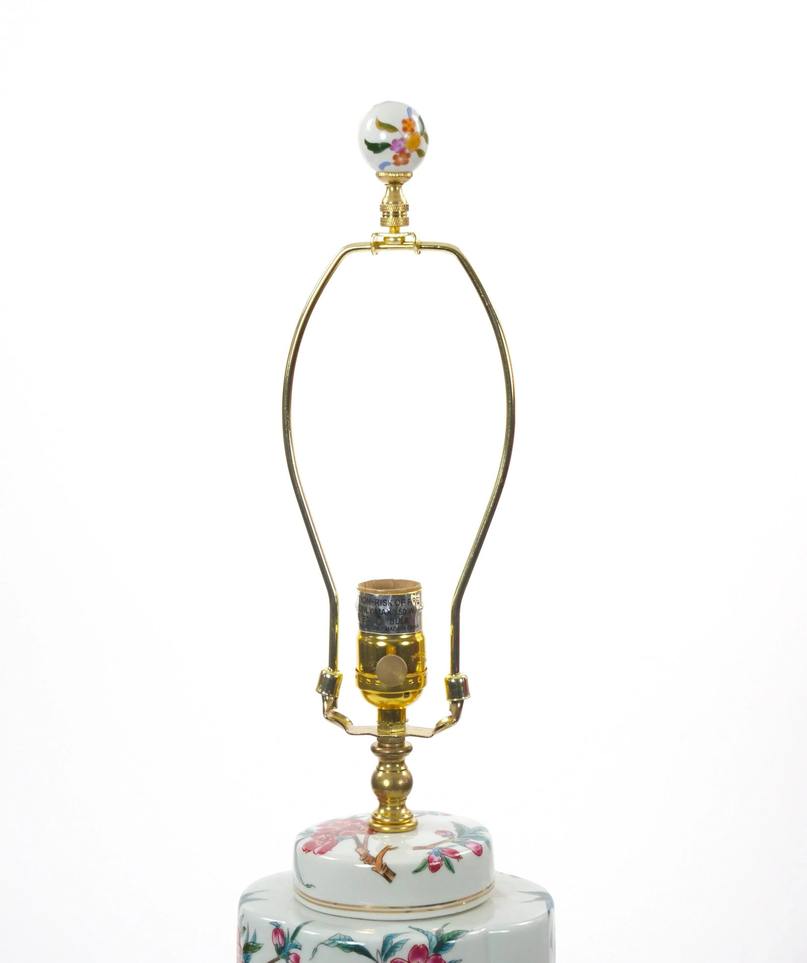 20th Century Hand-Painted Italian Porcelain Table Lamps With Gilt Wood Base - 7