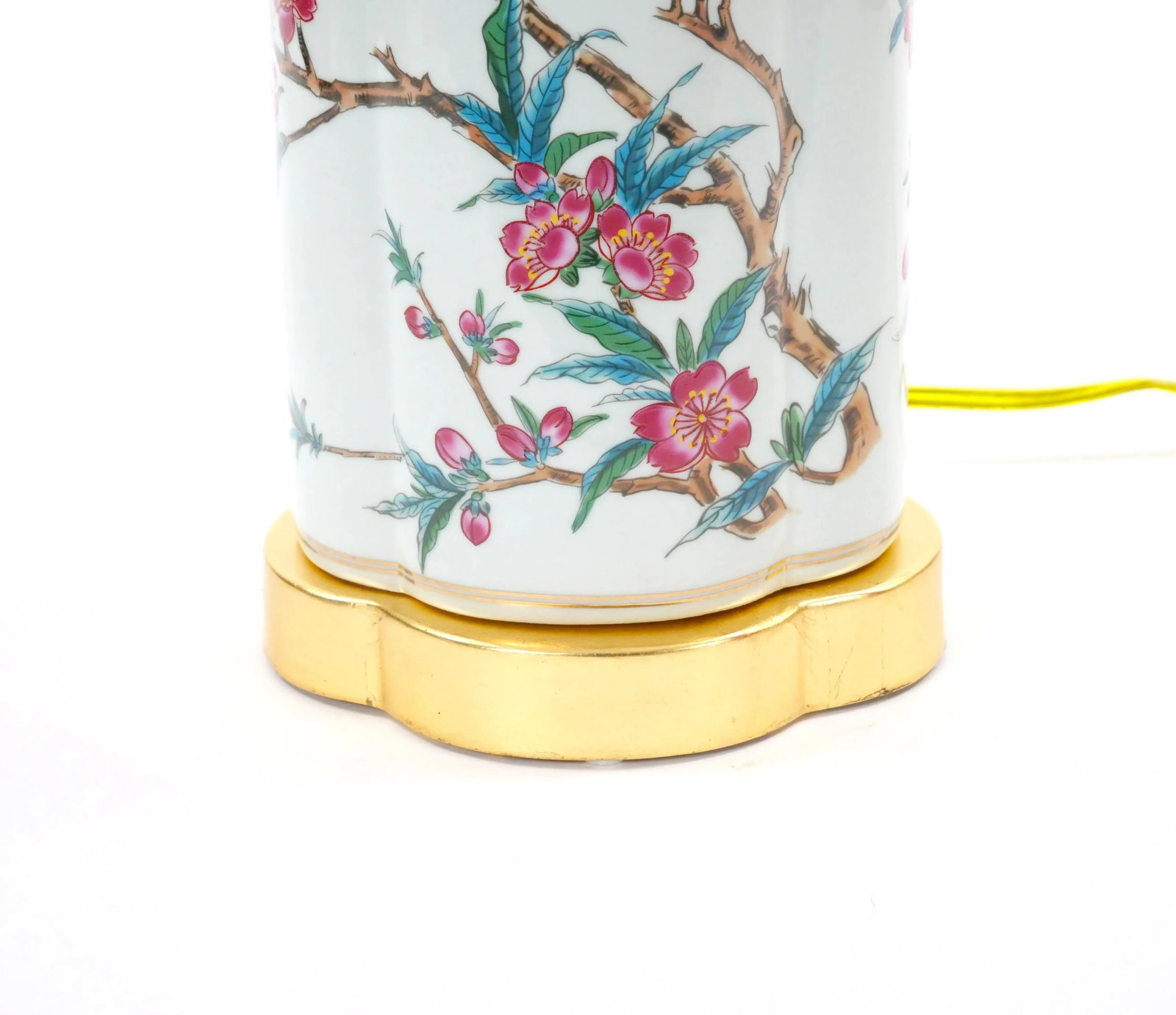 20th Century Hand-Painted Italian Porcelain Table Lamps With Gilt Wood Base - 9