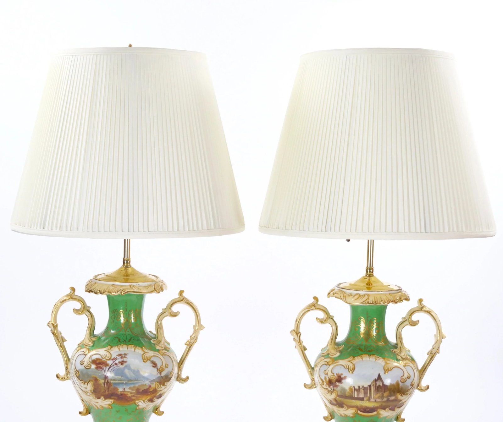 Early 20th Century Royal Worcester Hand-Painted and Gilt Porcelain Table Lamps - 12