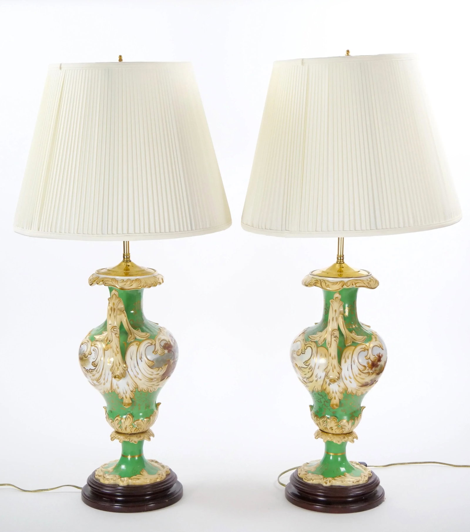 Early 20th Century Royal Worcester Hand-Painted and Gilt Porcelain Table Lamps - 2