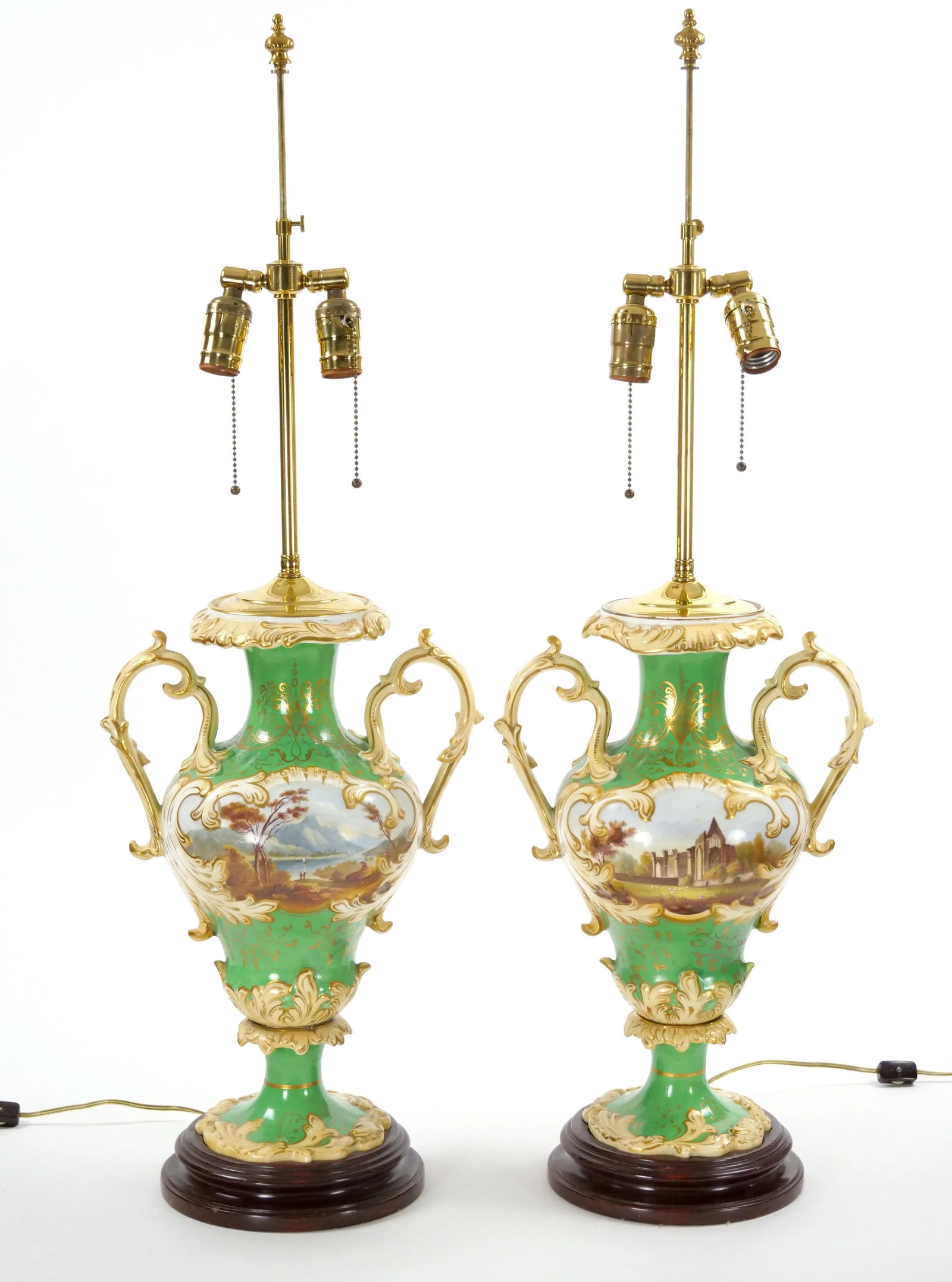 Early 20th Century Royal Worcester Hand-Painted and Gilt Porcelain Table Lamps - 3